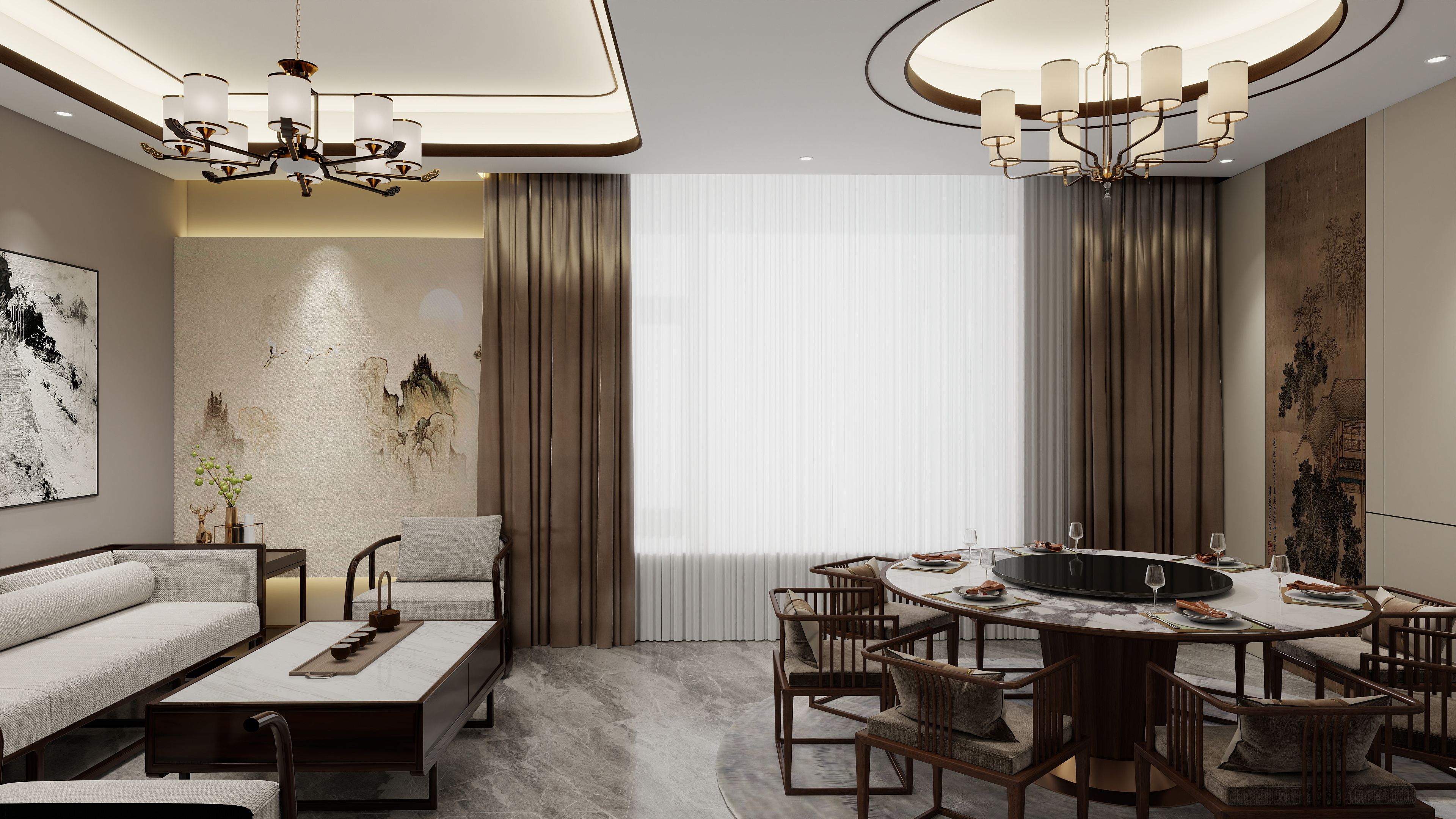 欣晟建筑装饰设计-414㎡4室装修效果图