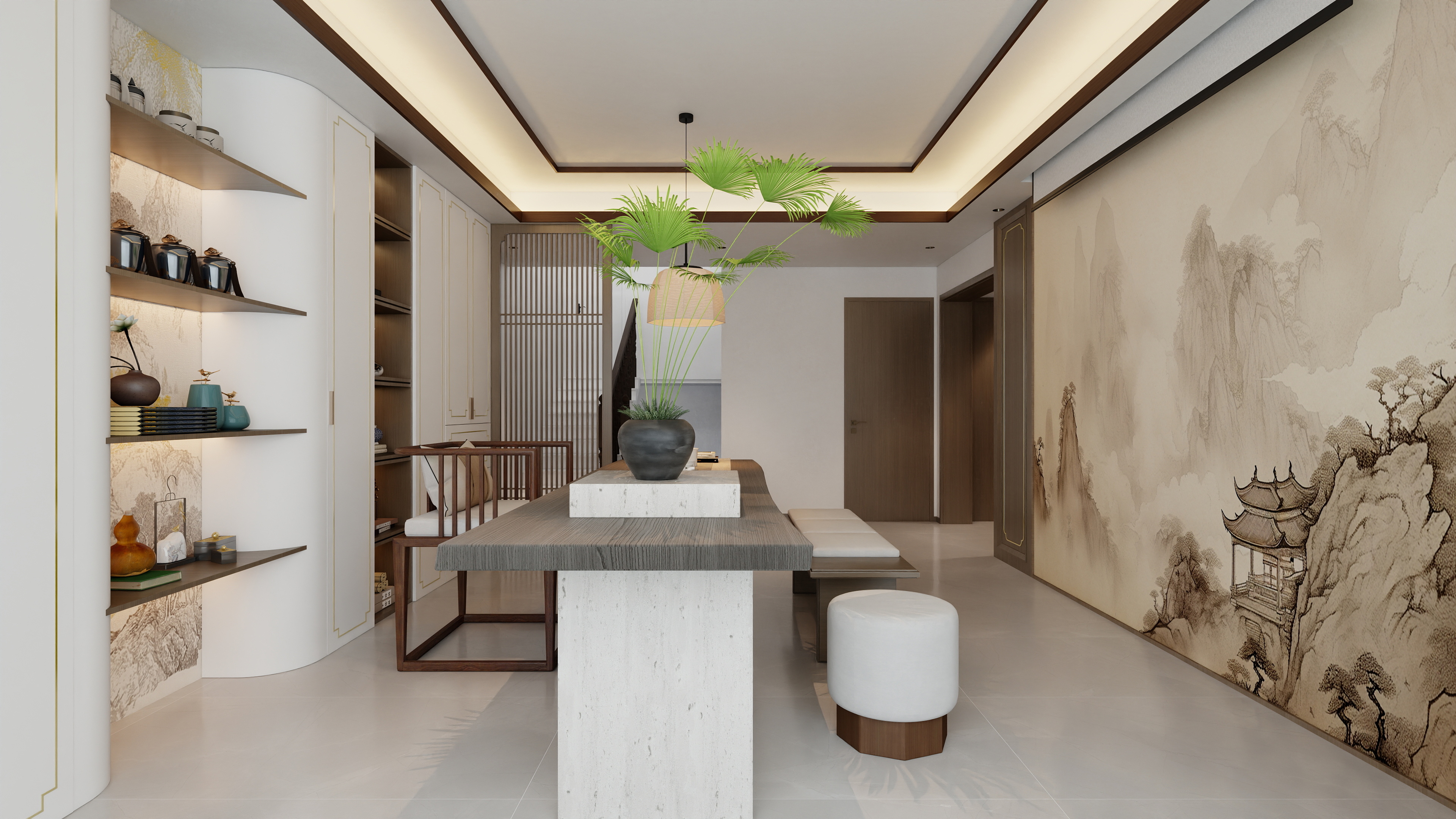 星空设计工作室design-新中式91㎡4室装修效果图