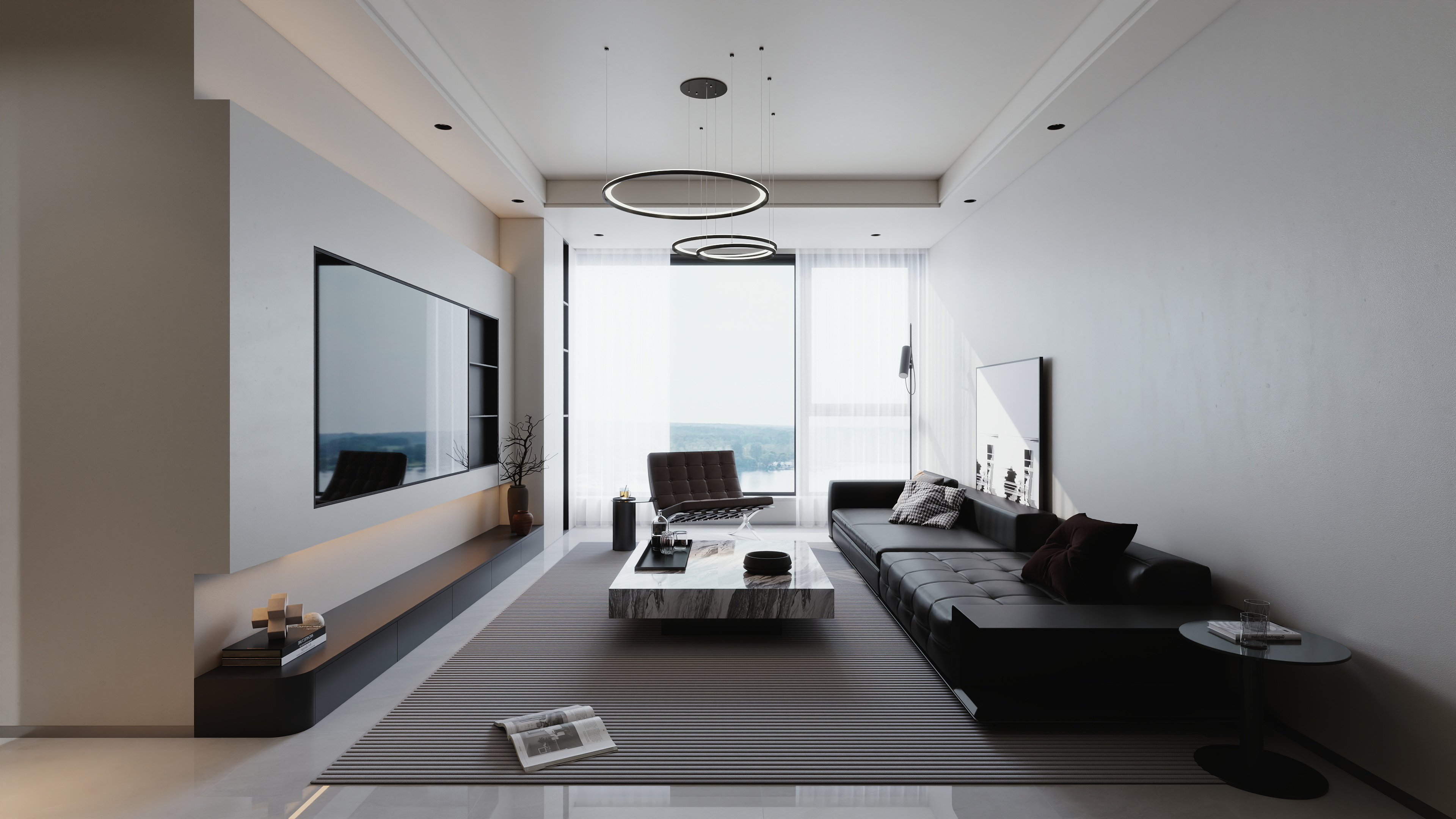 星空设计500一套-现代简约103㎡3室装修效果图