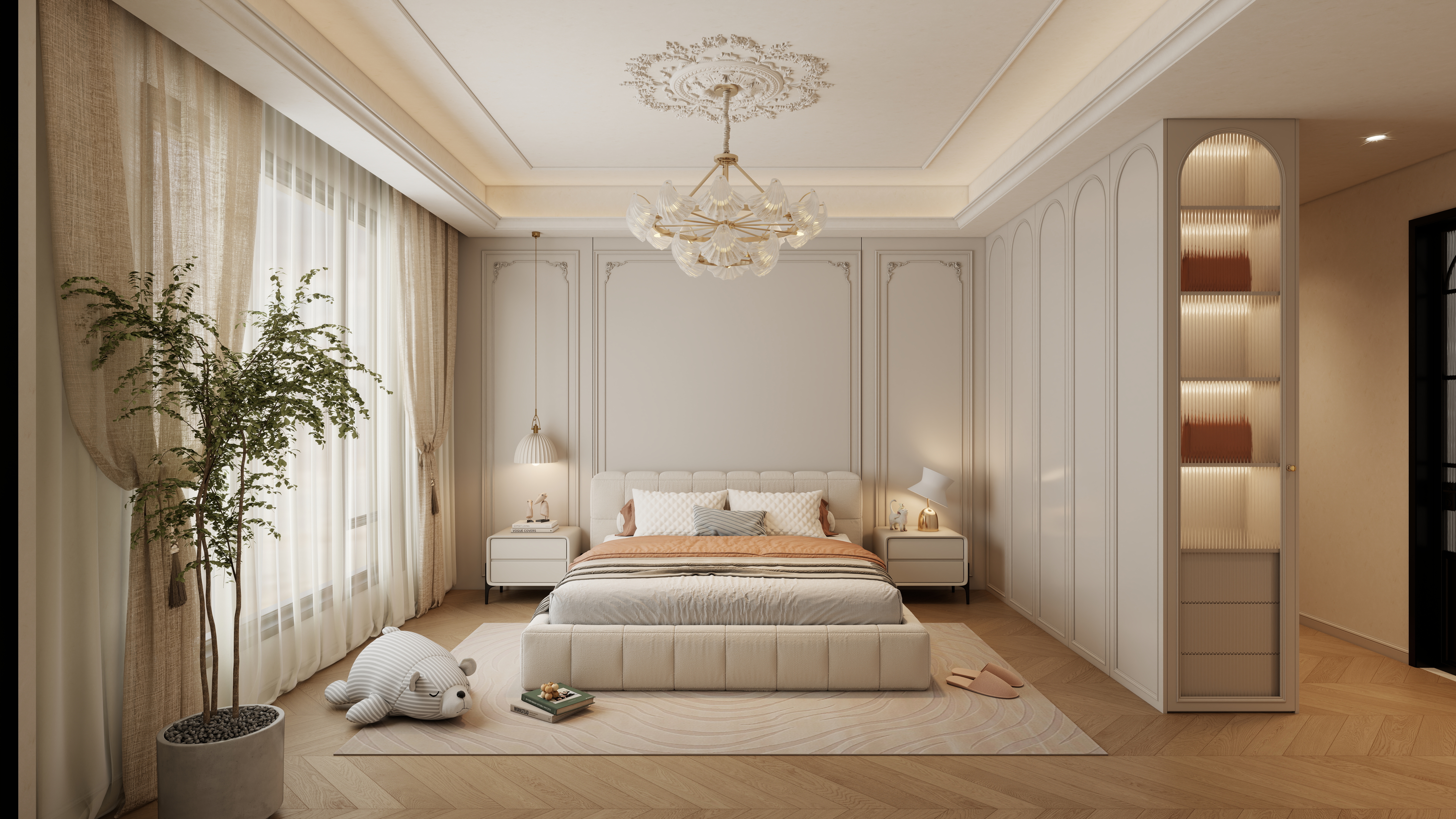 孙有权-『2025-10』26平丨法式公主房一层卧室装修效果图第1张