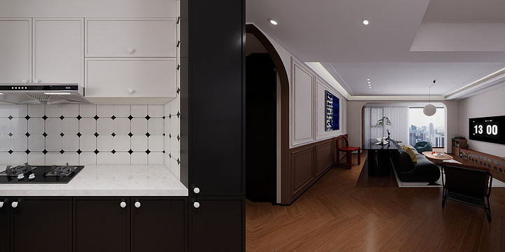 设计师ssss-宝业沁园126中古风客餐厅-装修设计方案