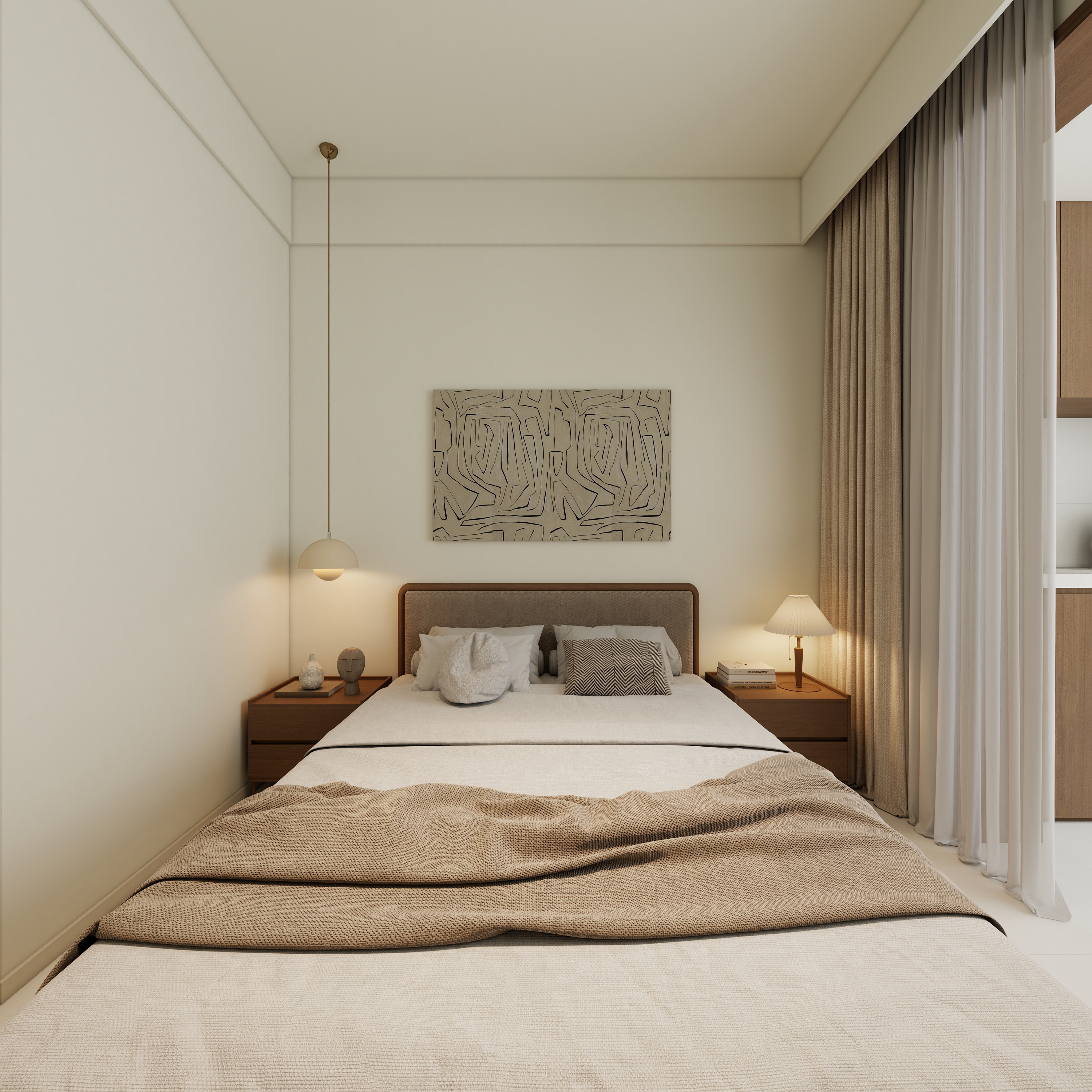 孙有权-『2025-10』88平丨中古风三居一层次卧装修效果图第3张