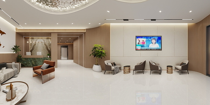 榆林元素空间设计-酒店大堂效果-装修设计方案