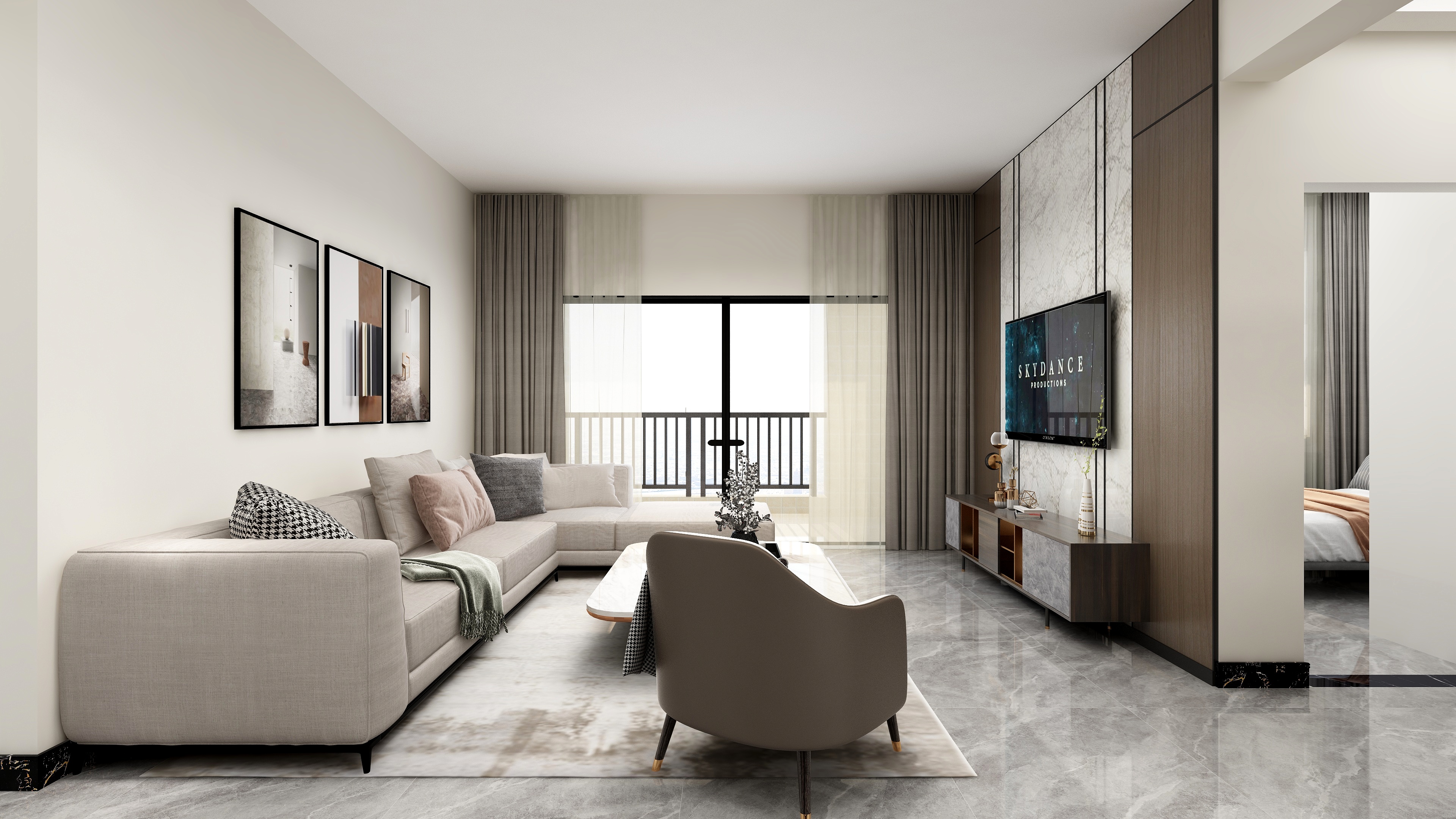 星空设计500一套-现代简约154㎡4室装修效果图