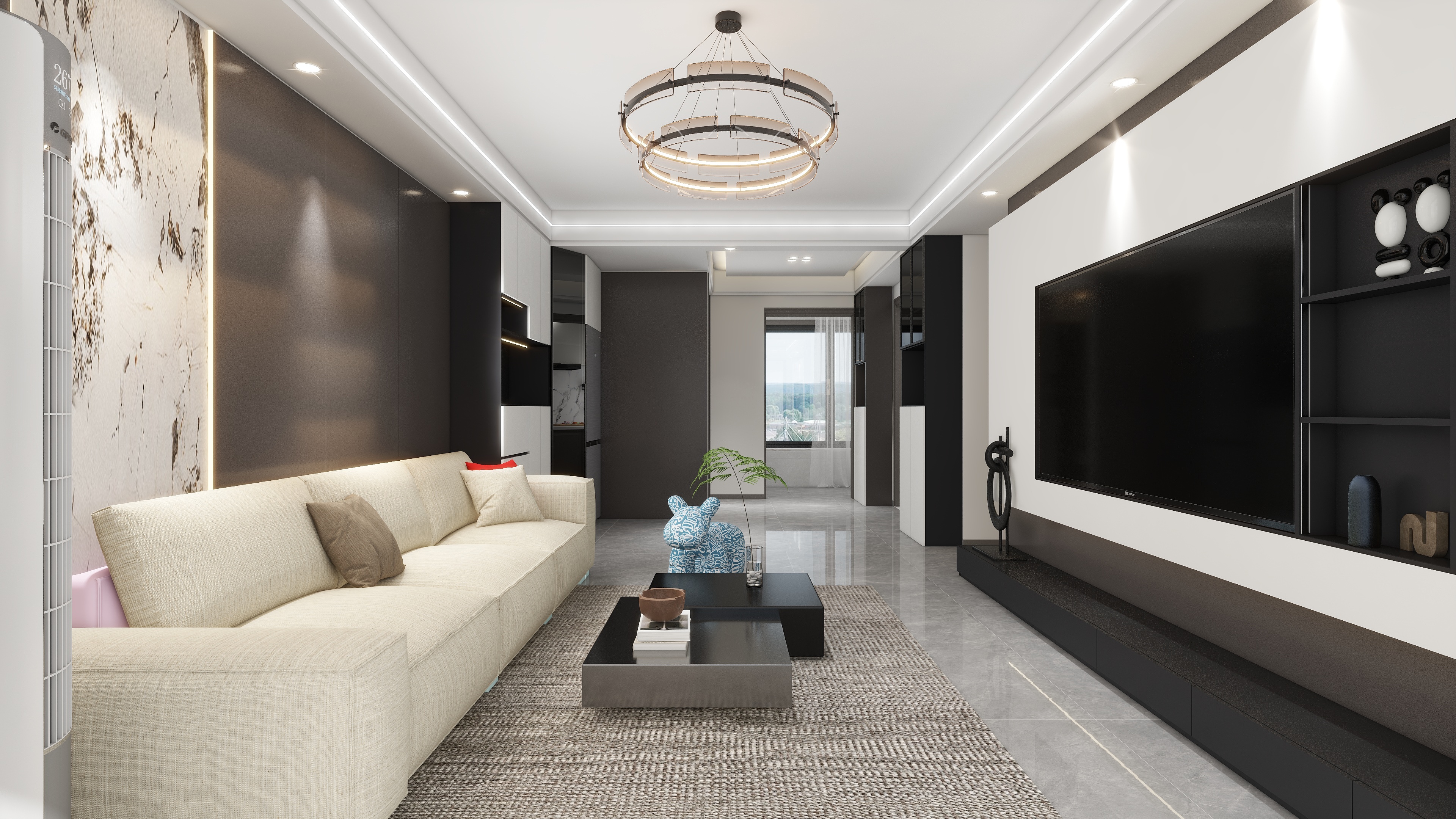 星空设计500-现代简约128㎡3室装修效果图