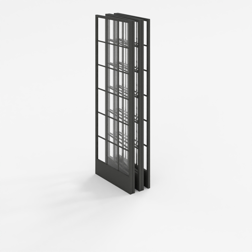 侘寂中古玻璃折叠门3D模型