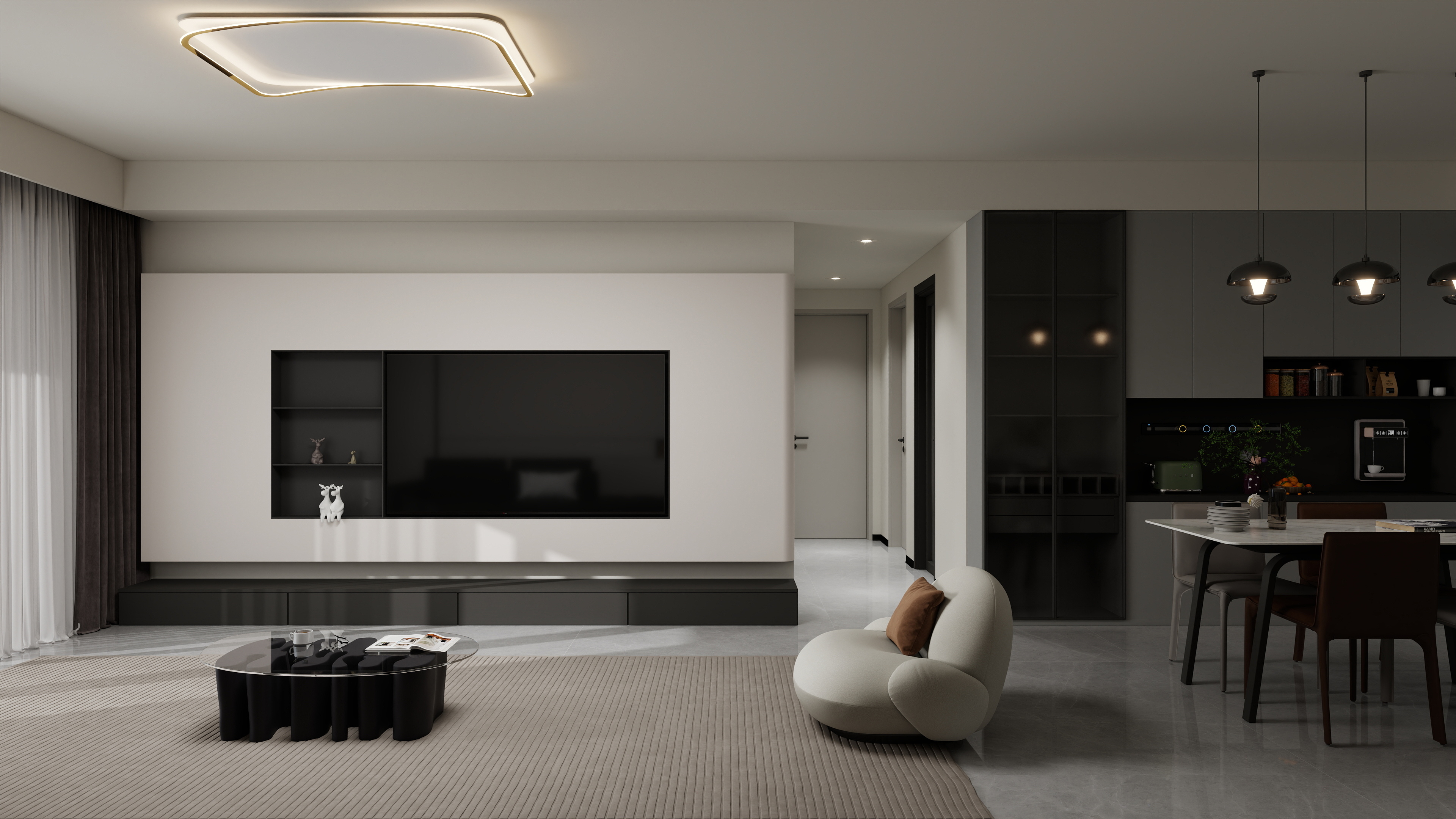 STARS星空设计-现代简约130㎡3室装修效果图