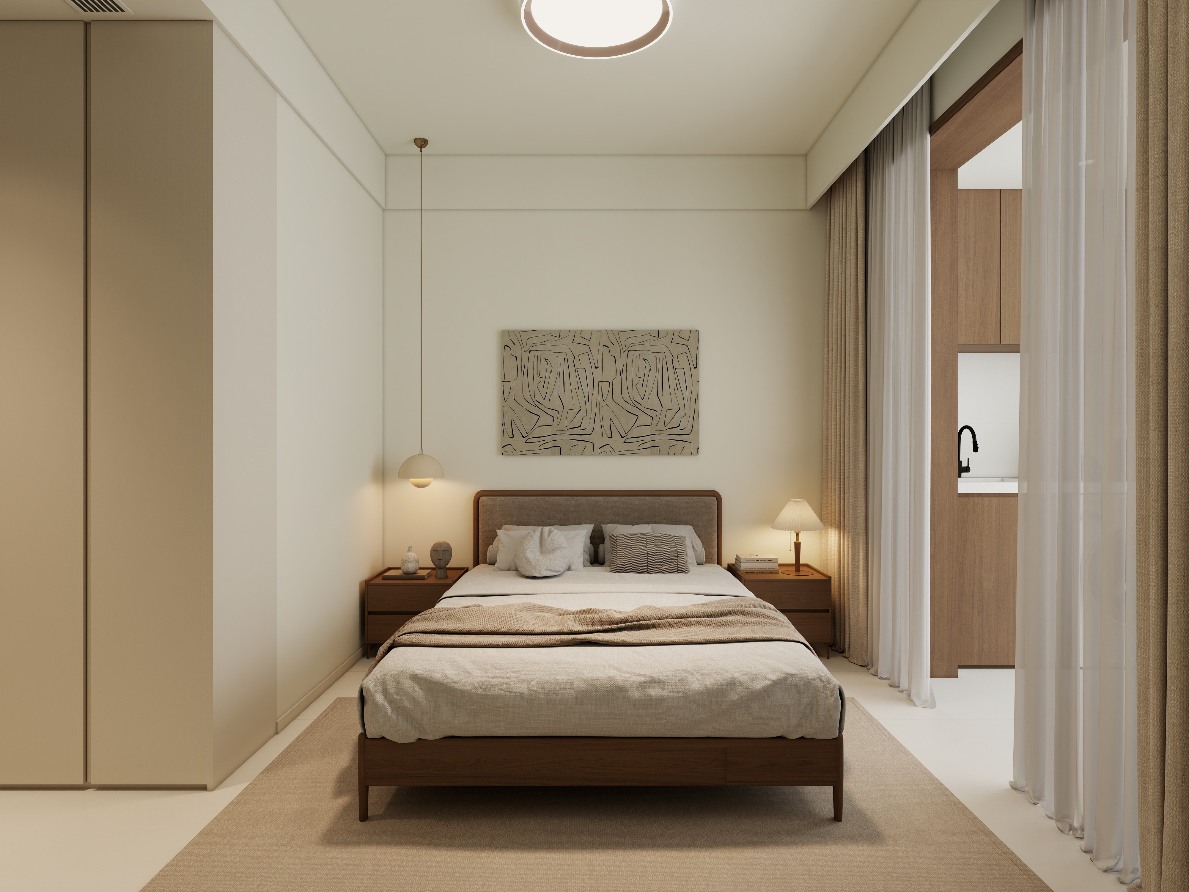 孙有权-『2025-10』88平丨中古风三居一层次卧装修效果图第2张