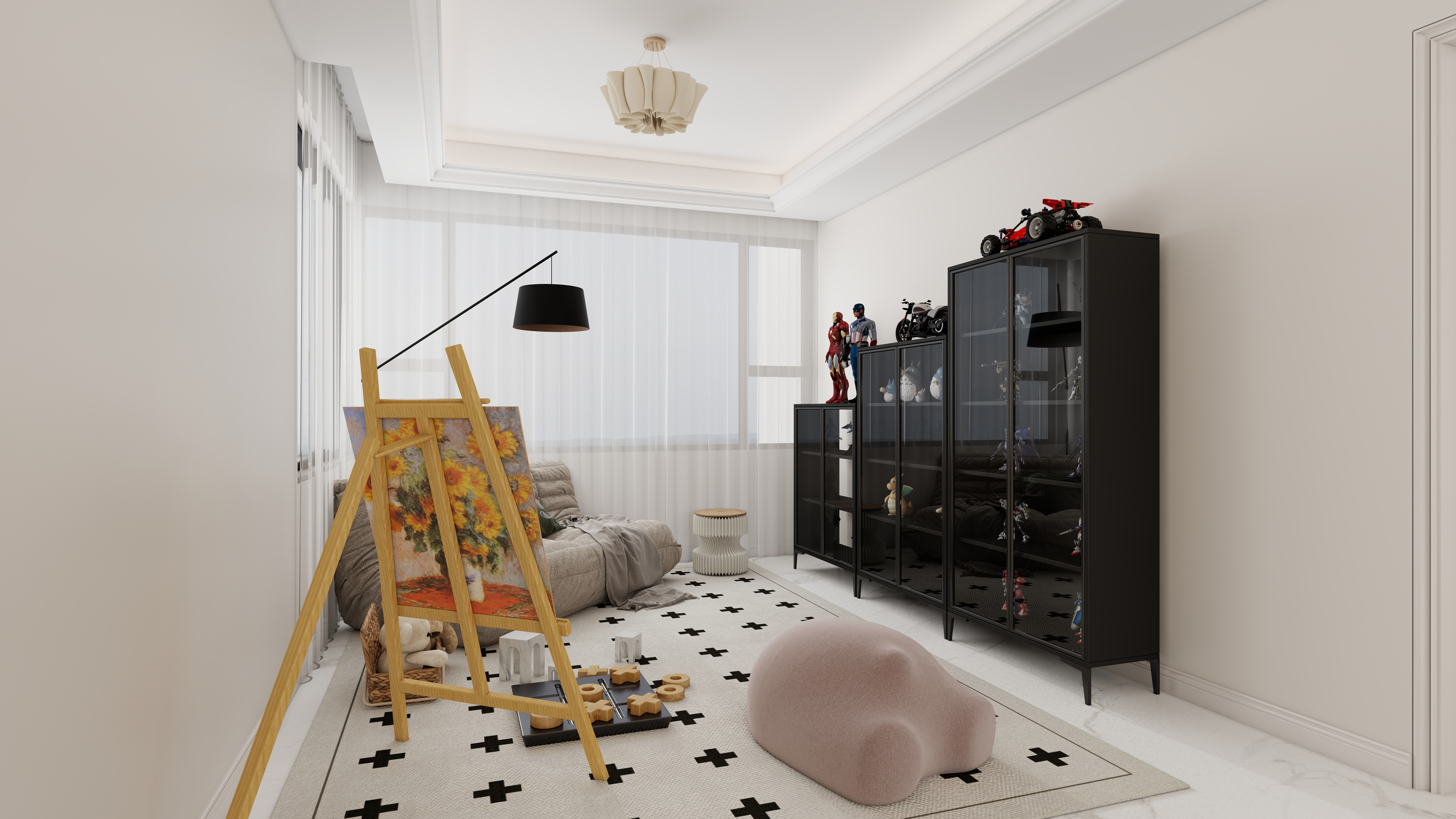 李青越-227方美式别墅二层书房装修效果图第2张