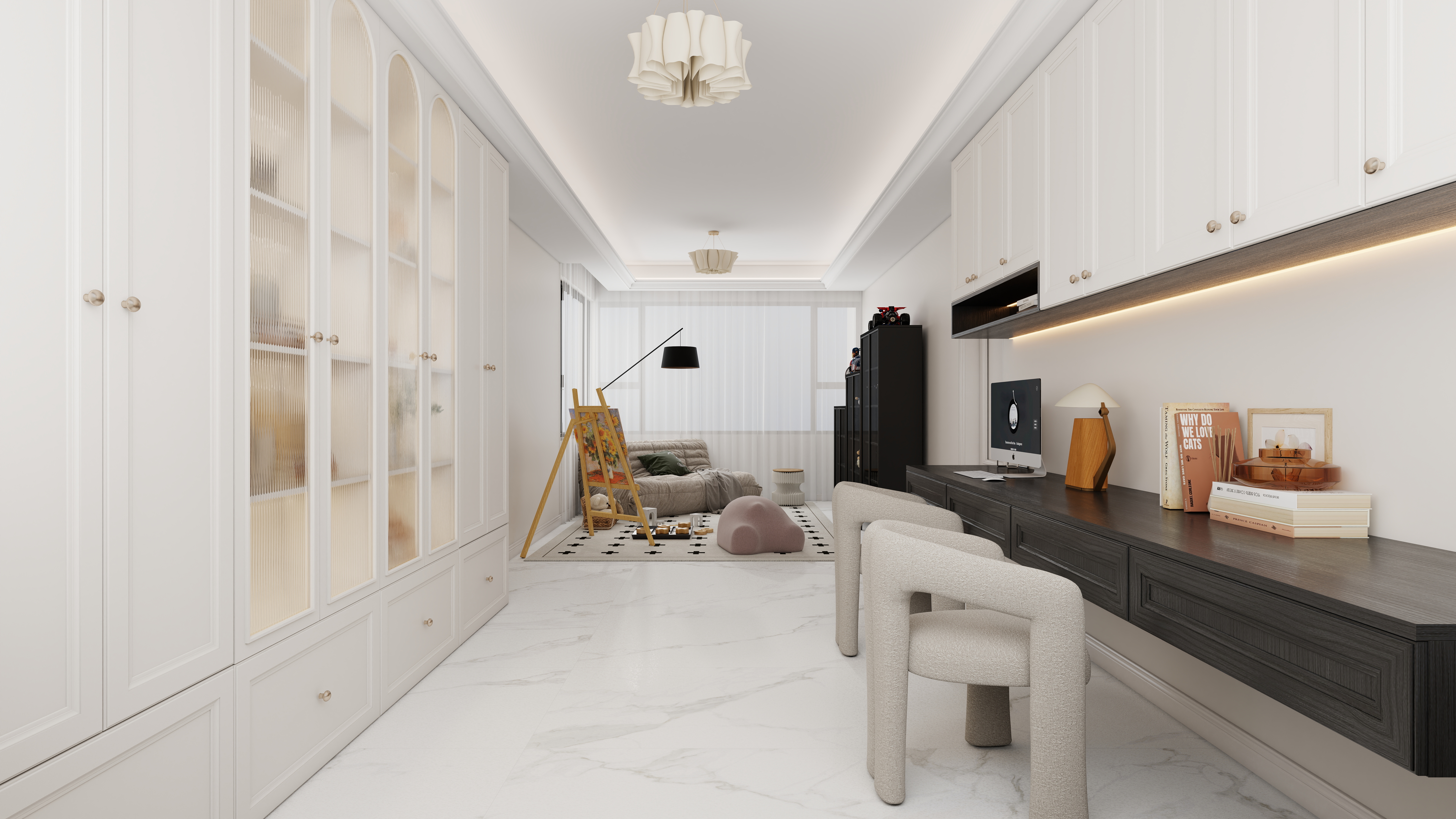 李青越-227方美式别墅二层书房装修效果图第3张