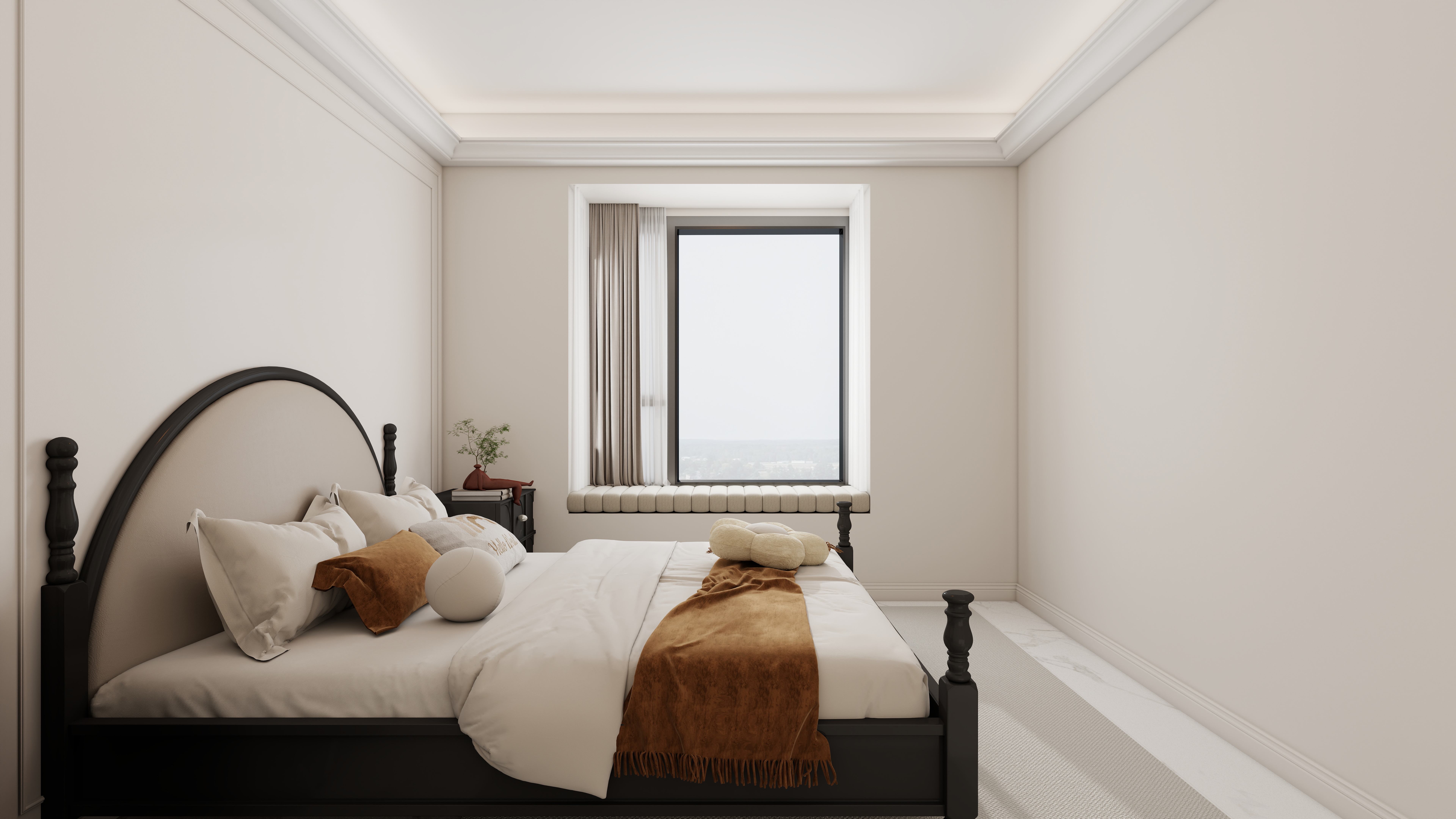 李青越-227方美式别墅一层卧室装修效果图第1张