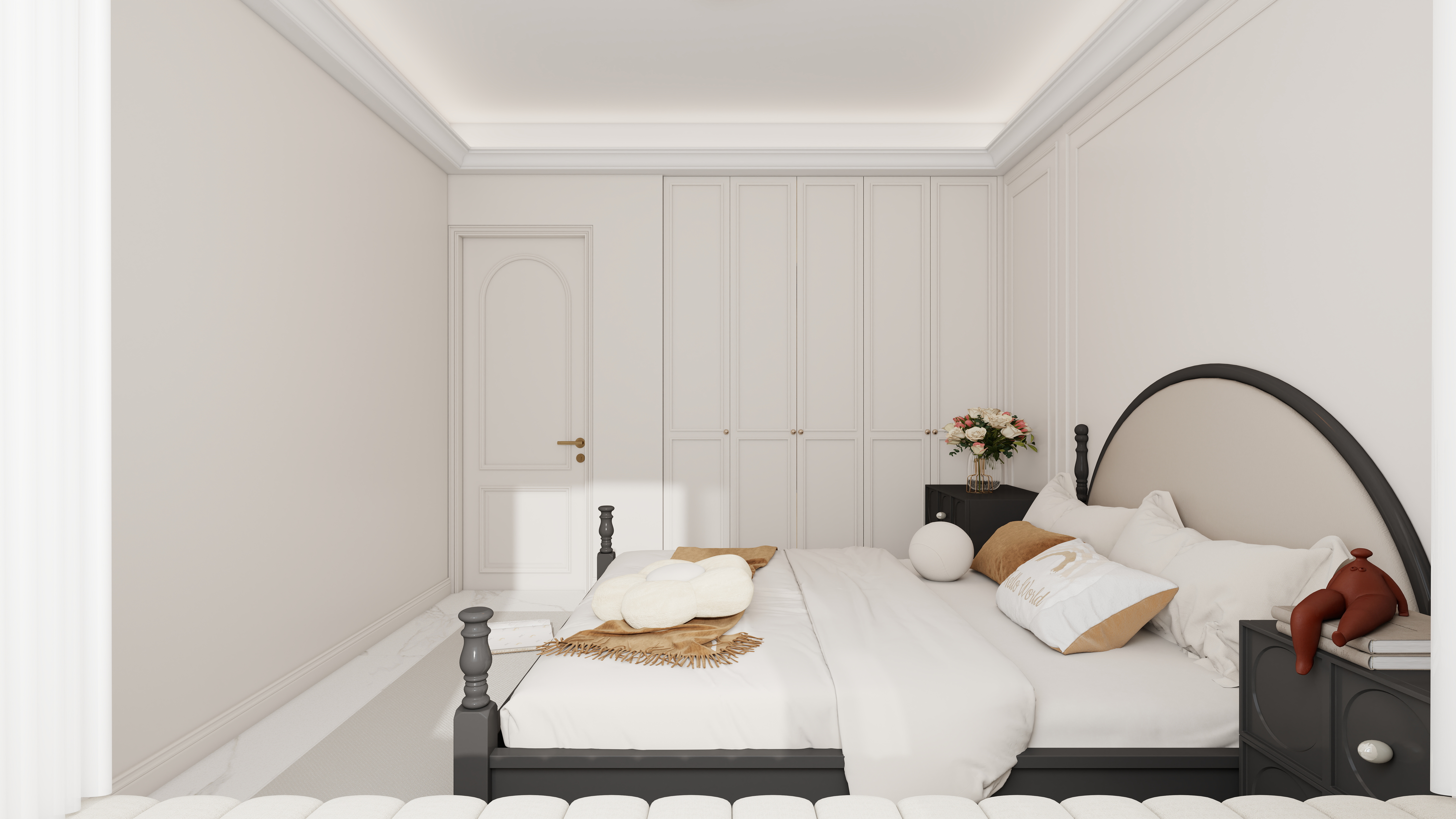 李青越-227方美式别墅一层卧室装修效果图第3张