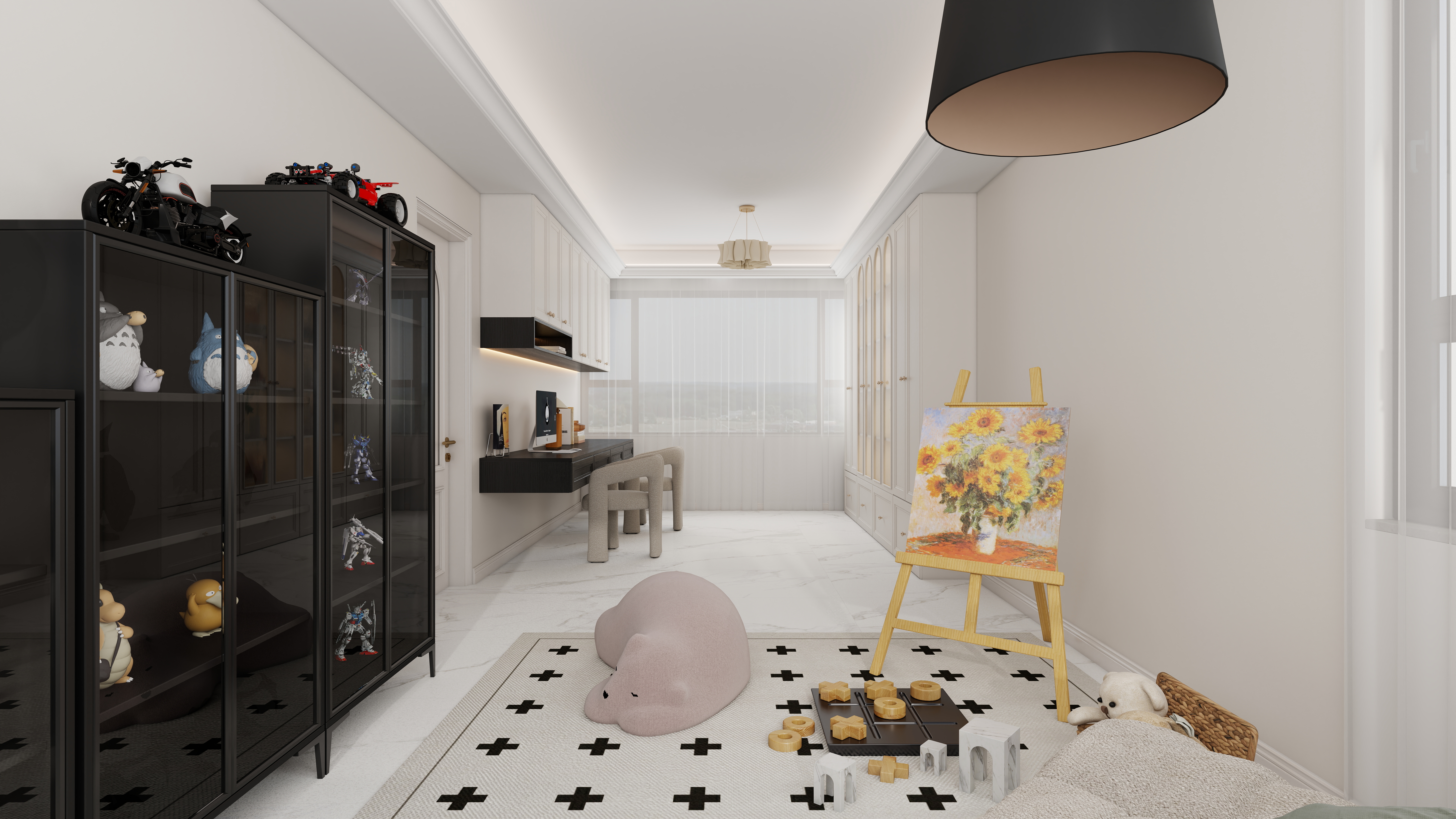 李青越-227方美式别墅二层书房装修效果图第1张