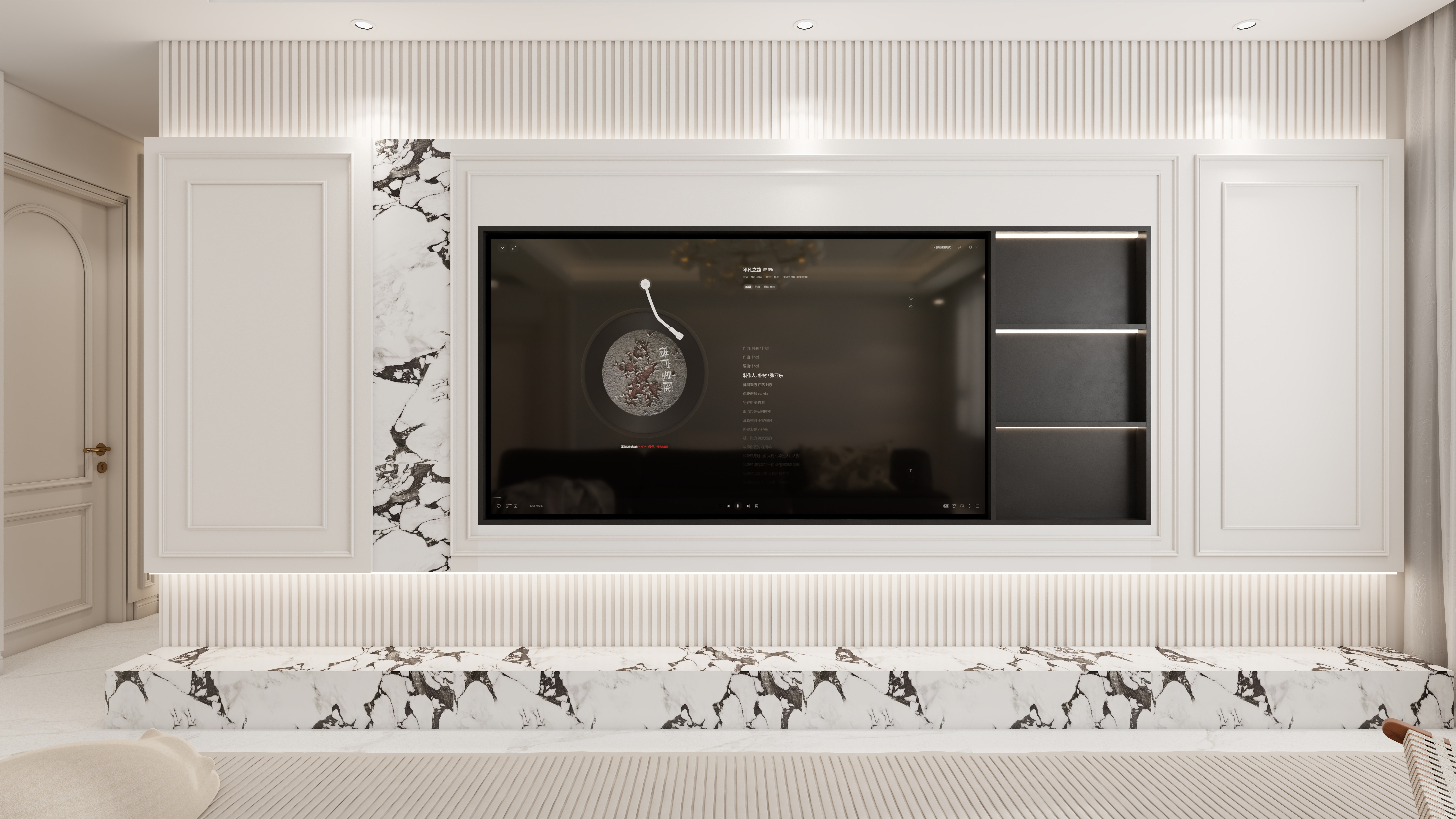 李青越-227方美式别墅一层客餐厅装修效果图第1张