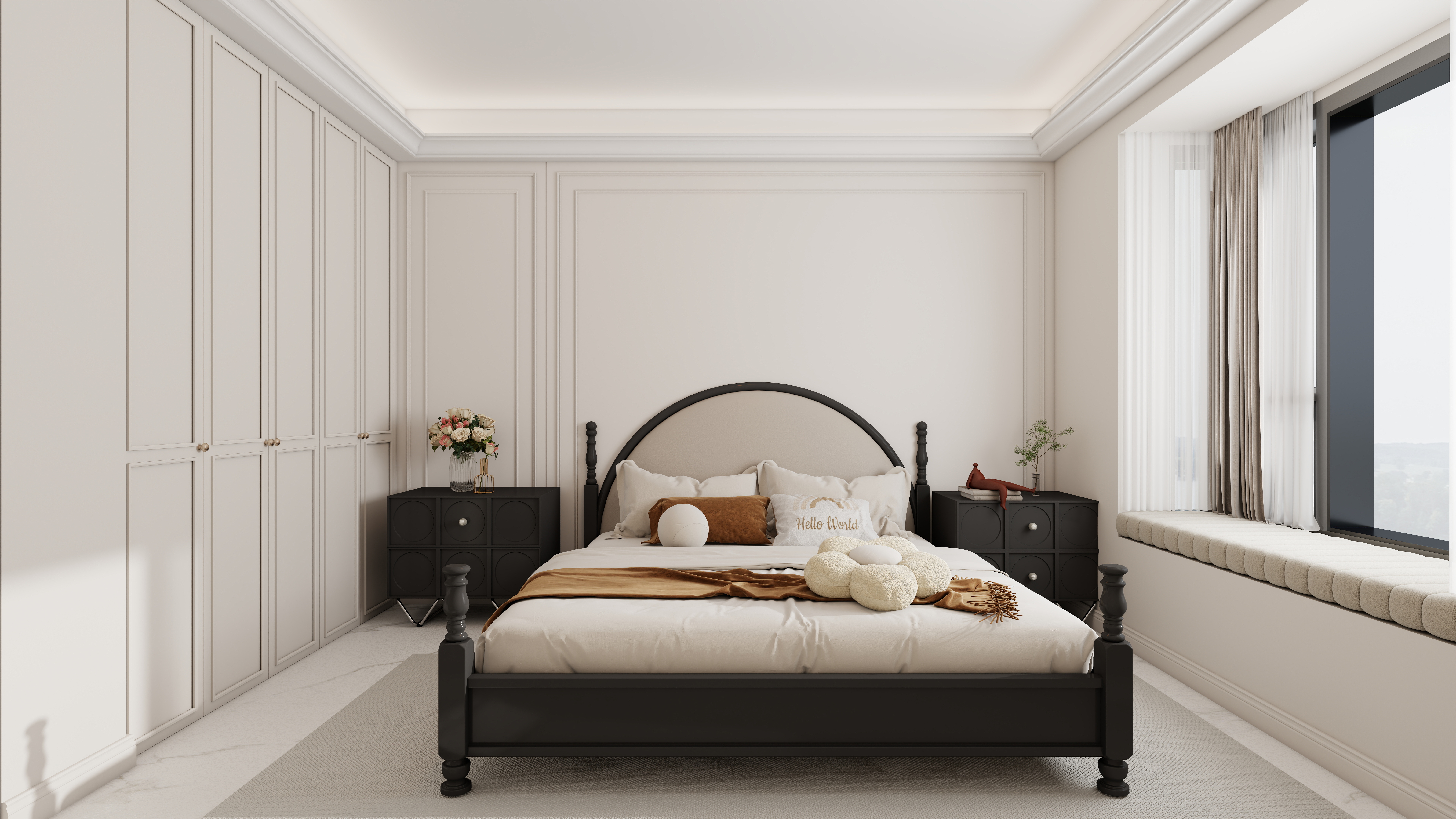 李青越-227方美式别墅一层卧室装修效果图第2张