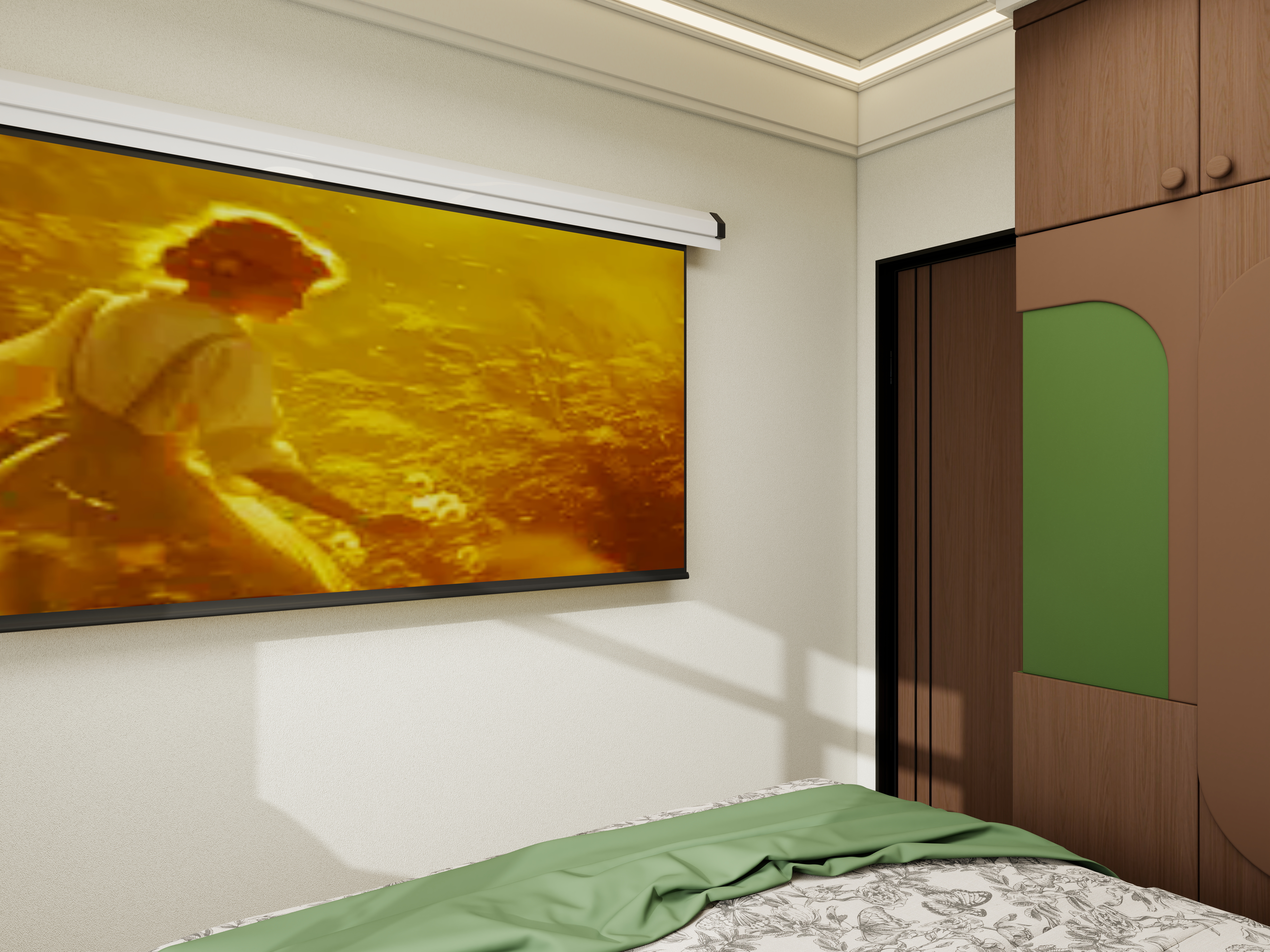 栖寐-【南洋复古】三室一厅88㎡一层次卧装修效果图第2张