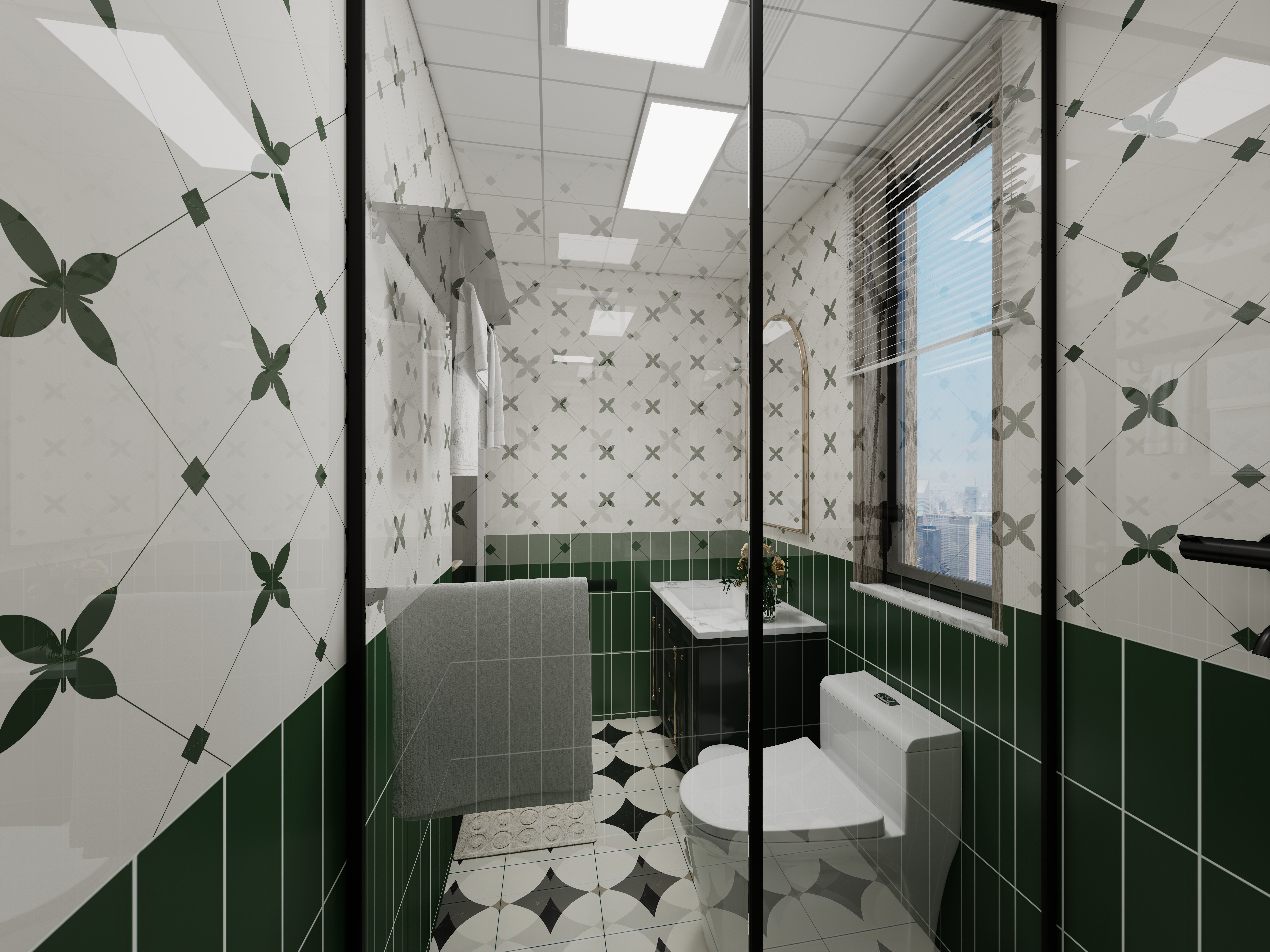 栖寐-【南洋复古】三室一厅88㎡一层卫生间装修效果图第2张