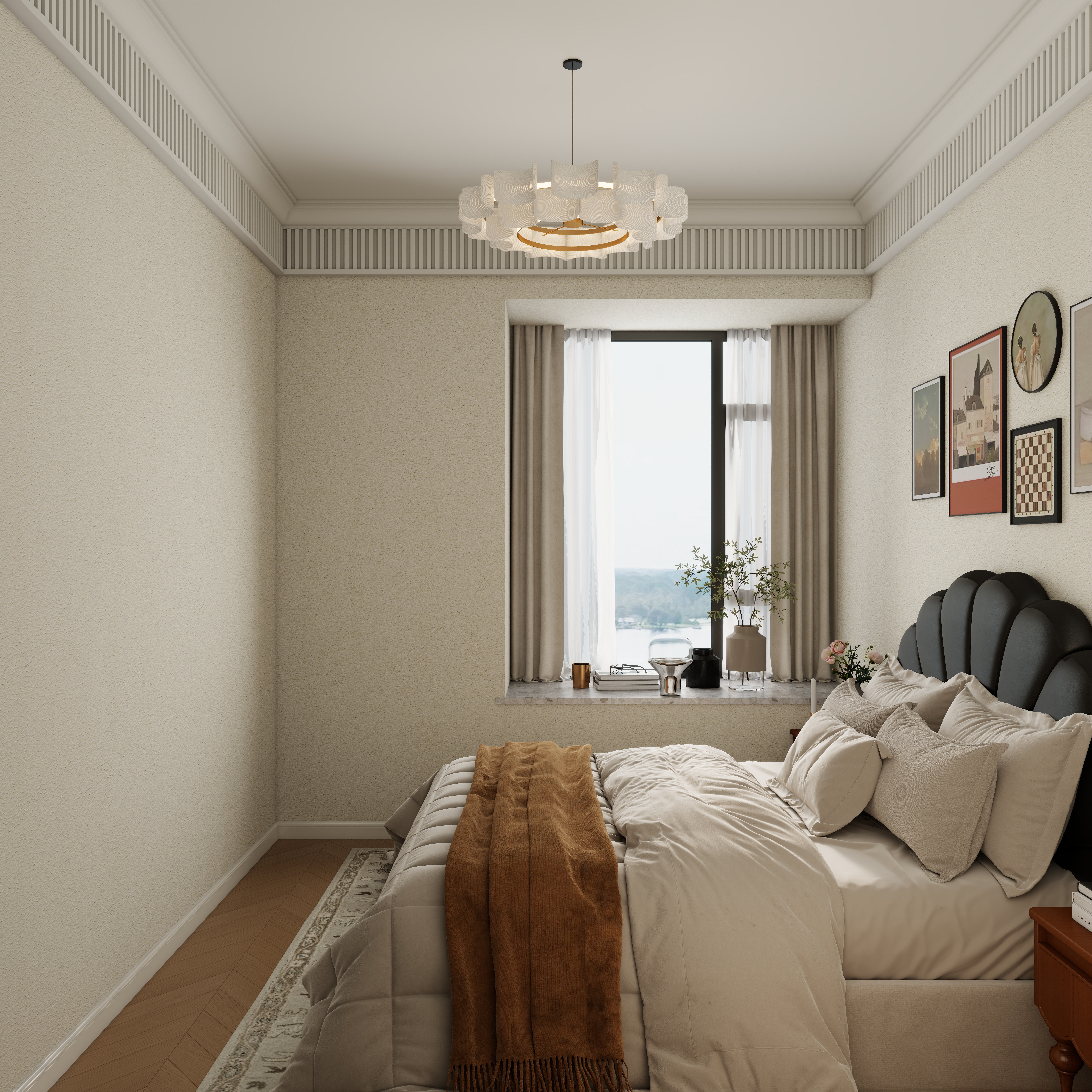 李青越-法式三卧室一层次卧装修效果图第1张