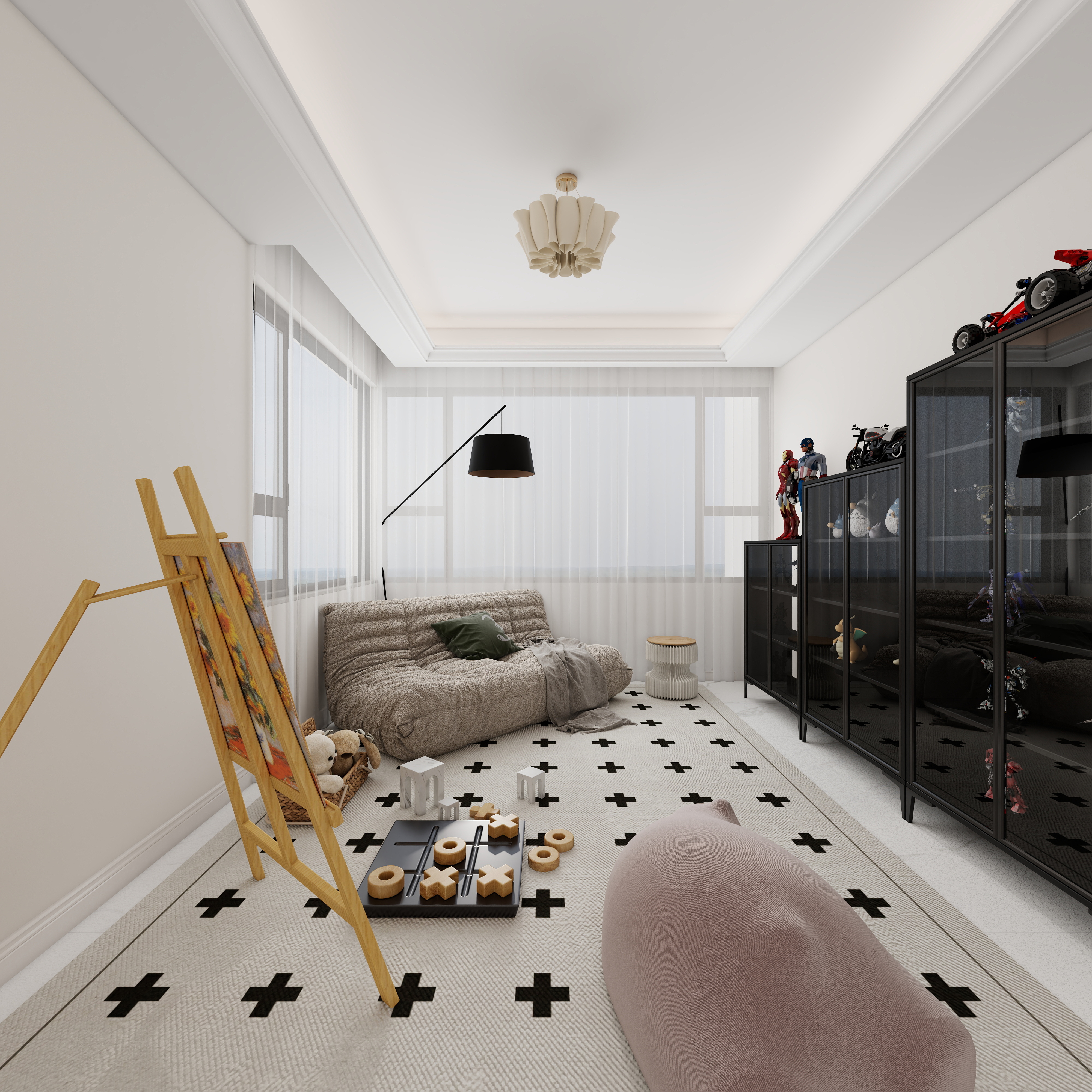 李青越-227方美式别墅二层书房装修效果图第4张