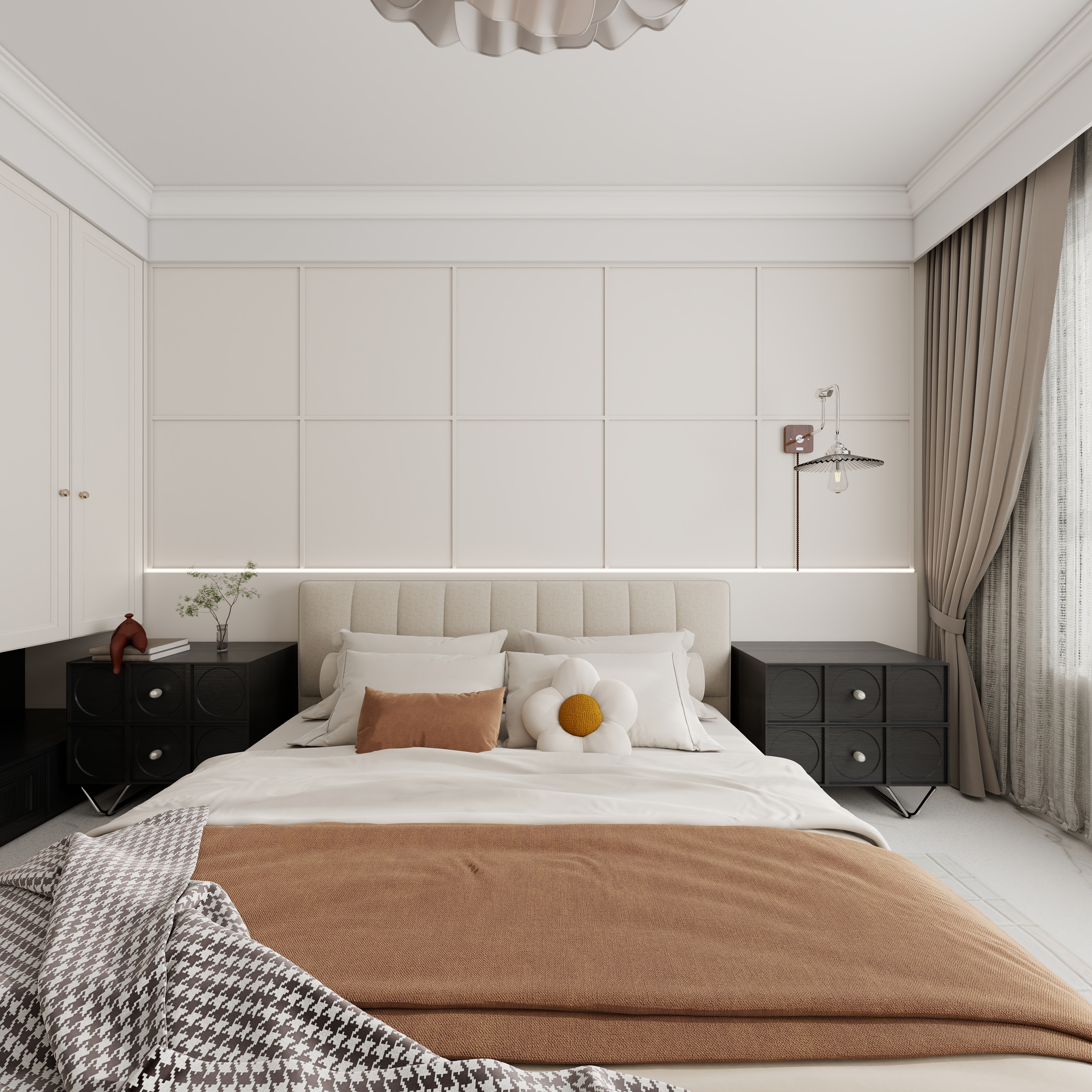 李青越-227方美式别墅二层主卧装修效果图第4张