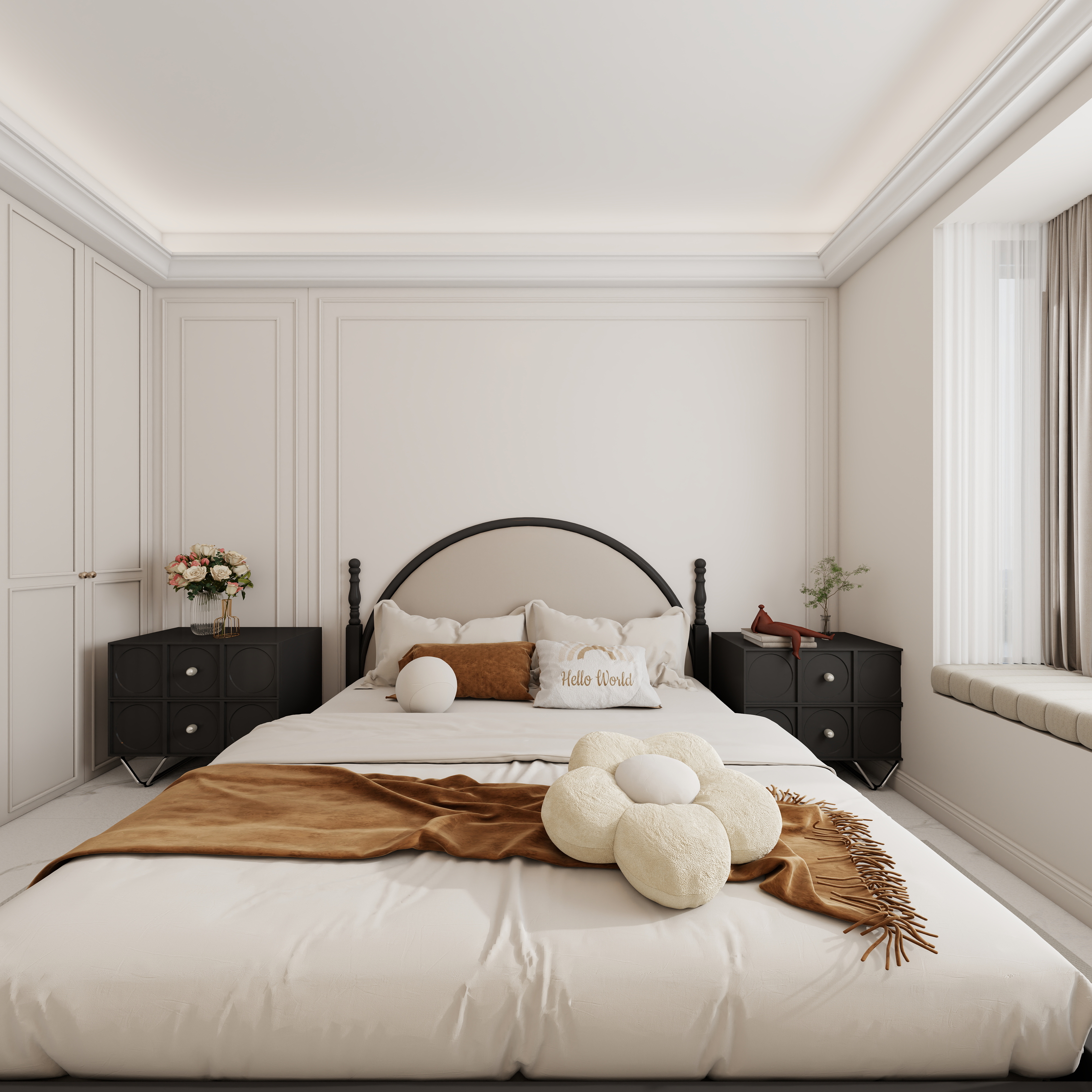 李青越-227方美式别墅一层卧室装修效果图第4张