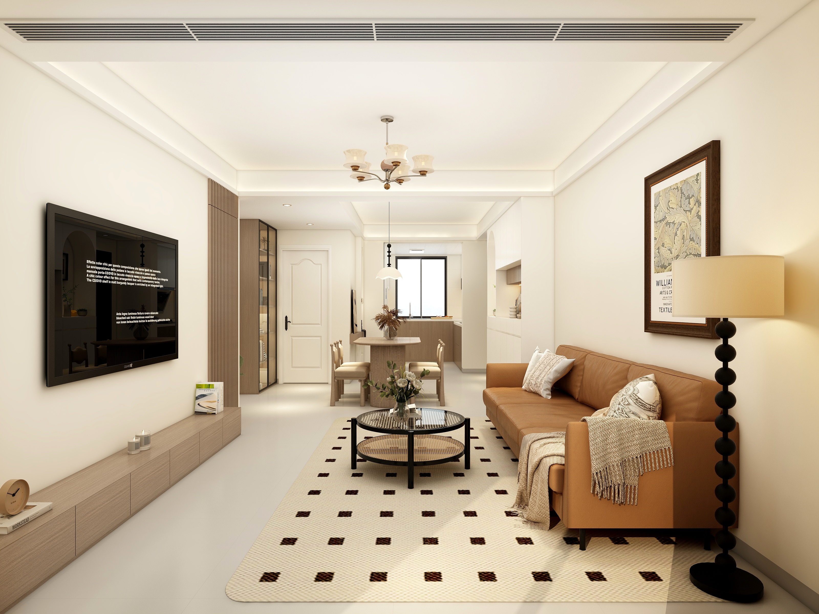 李立猛-奶油中古风两居设计装修效果图