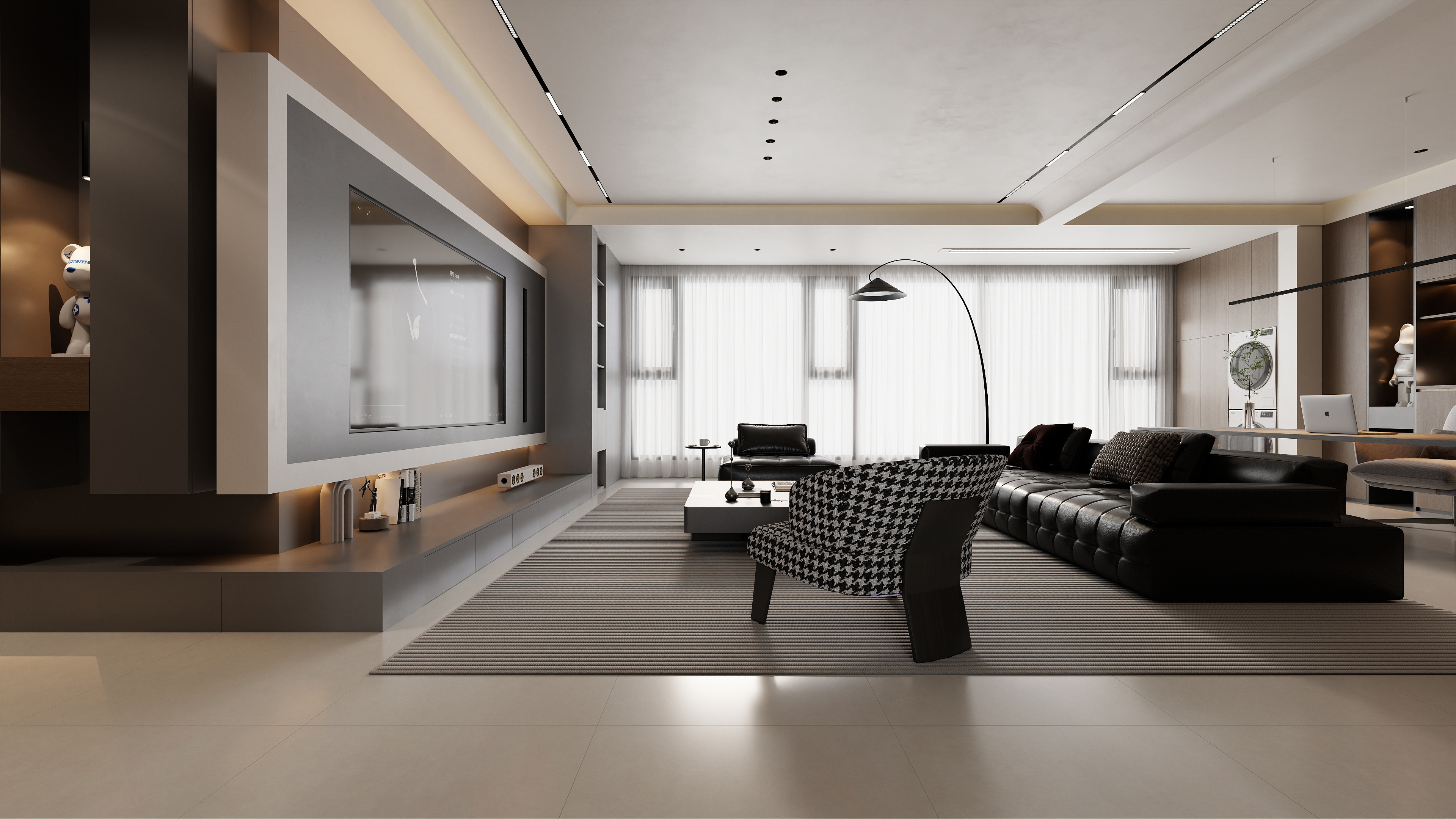 至简名设-文稳康-《上河印》131平现代意式|三居室装修效果图