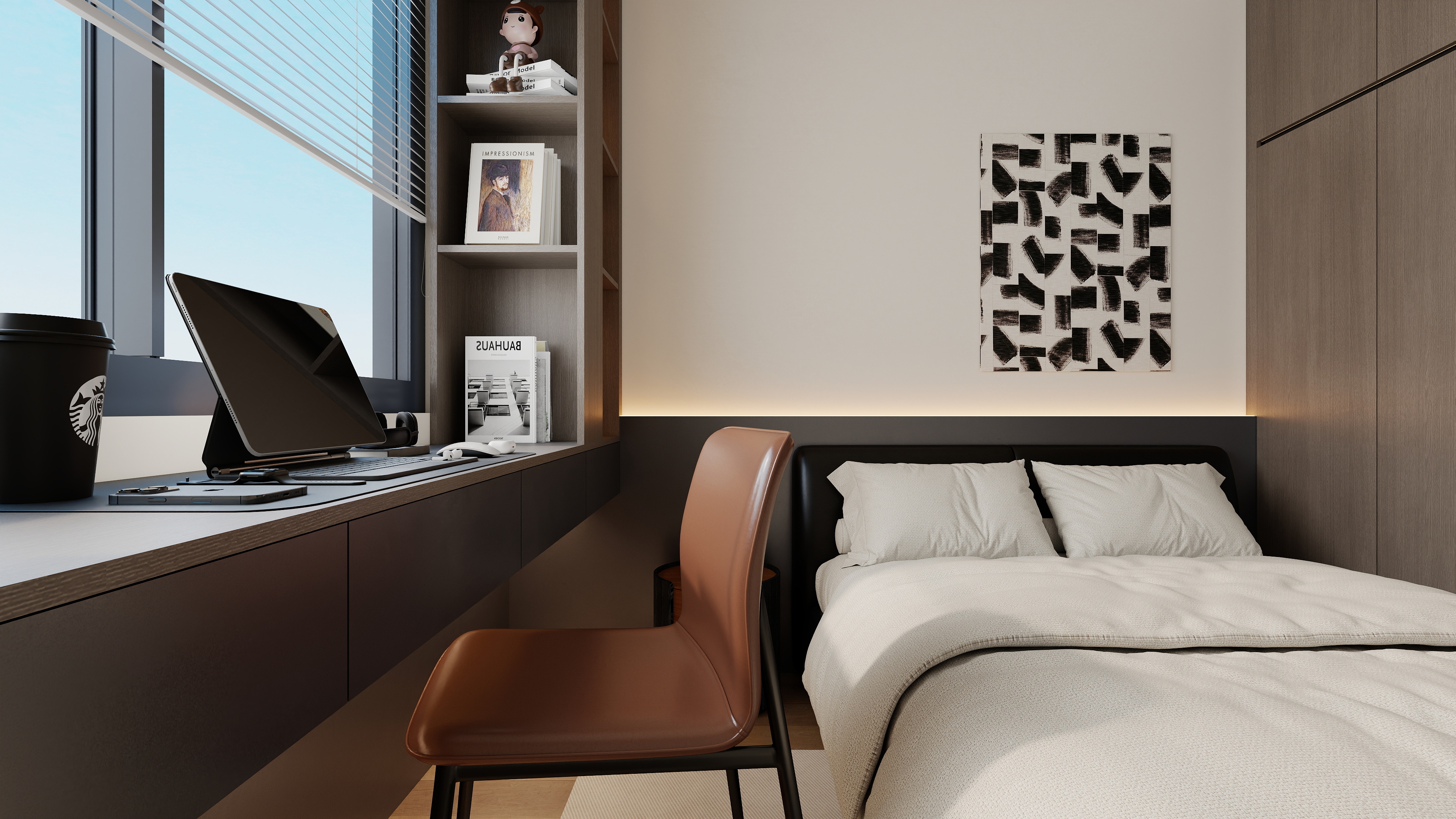 至简名设-文稳康-《碧桂园》120平胡桃意式|三居室装修效果图