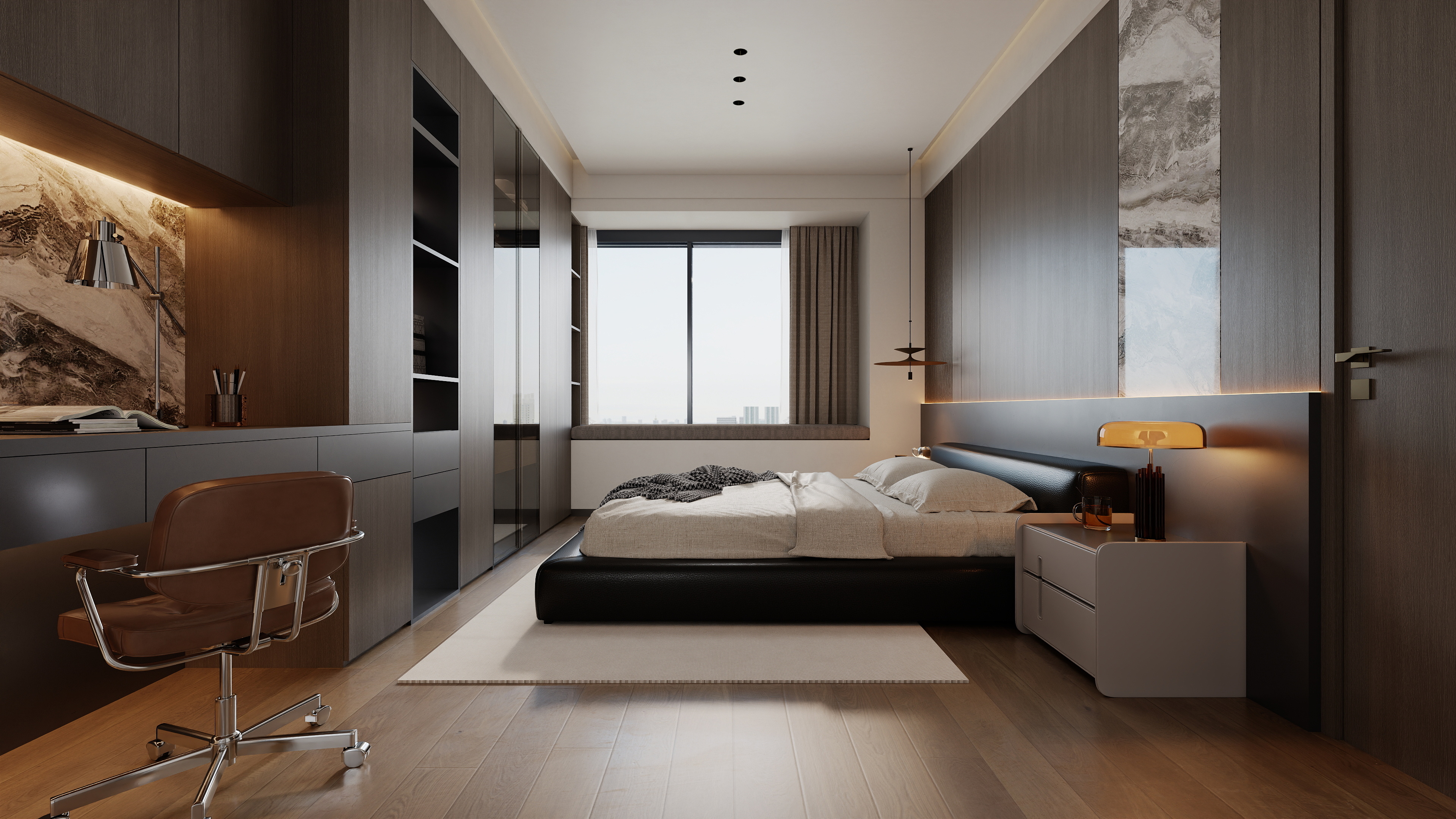 至简名设-文稳康-《碧桂园》120平胡桃意式|三居室装修效果图