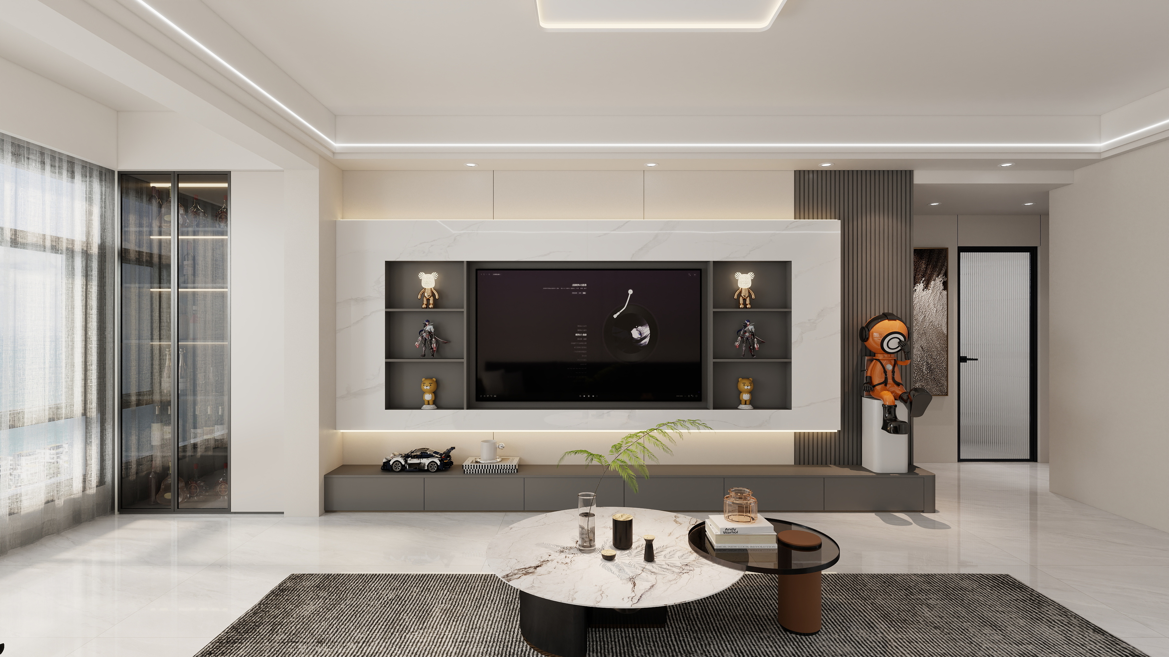 室内设计师Mr徐-君山府108m²现代黑白灰3室装修效果图