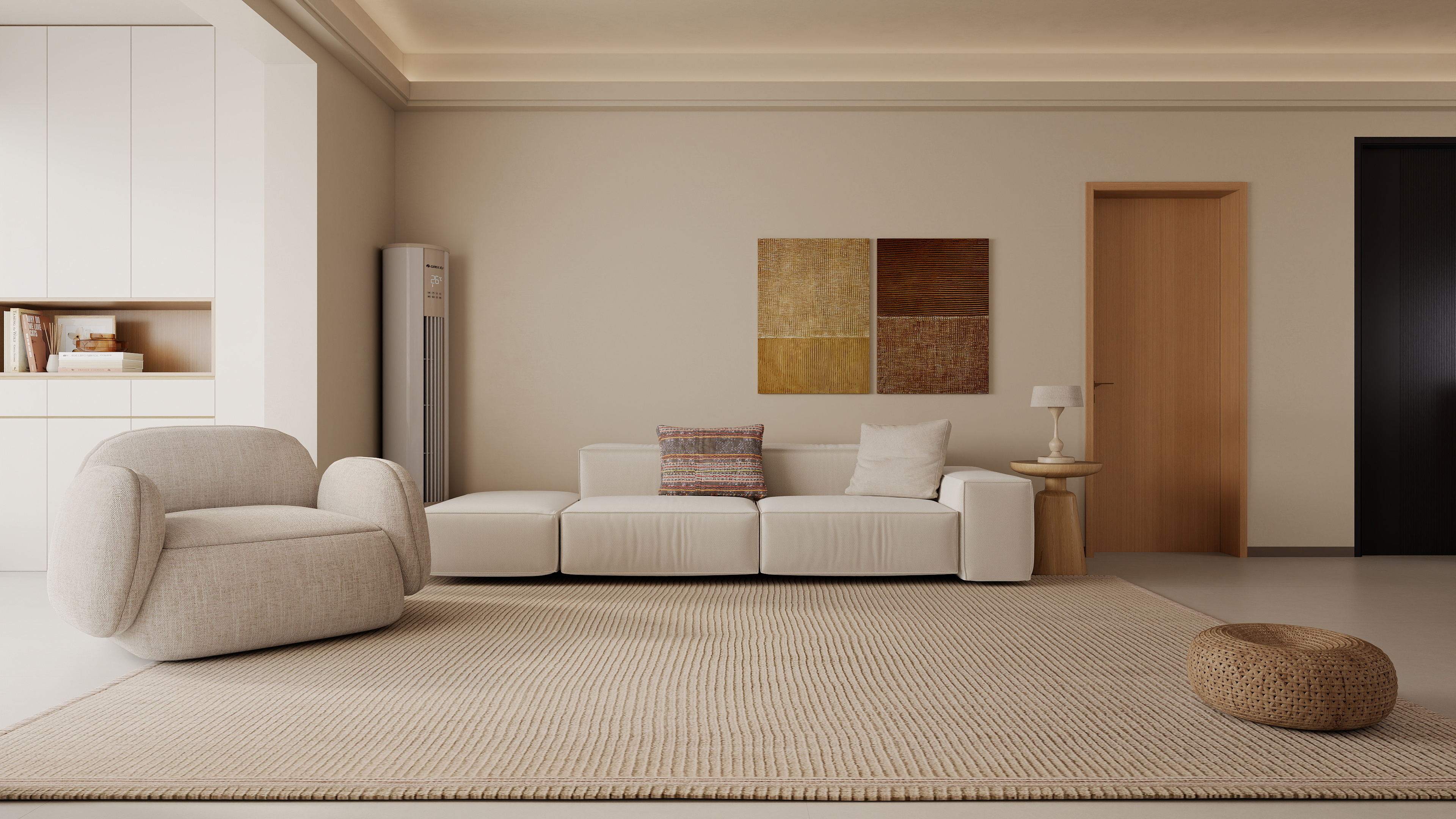 至简名设-文稳康-《骏景苑》134平原木奶油|三居室装修效果图