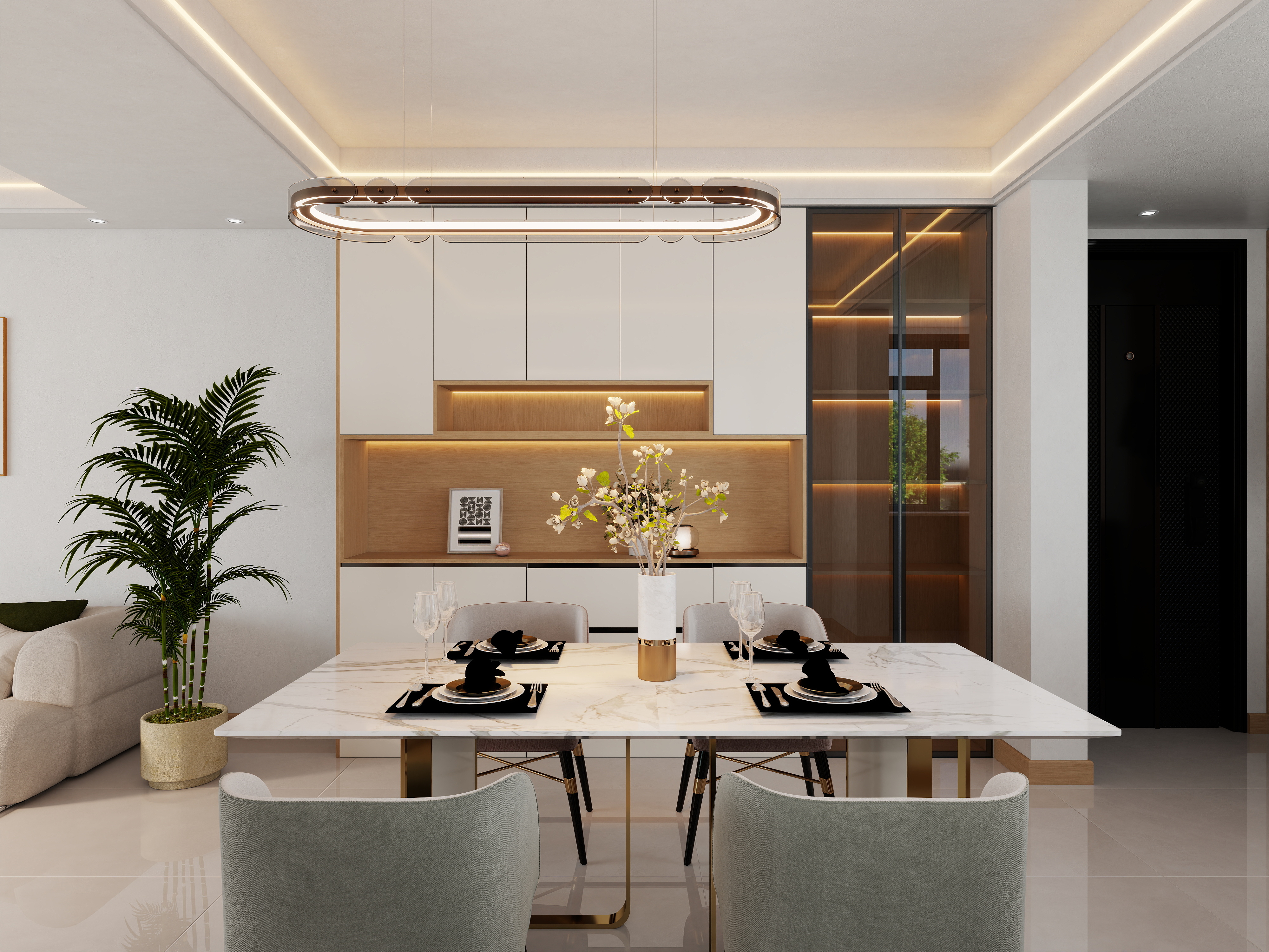 艺雅丽-138平现代奶油风  装修效果图