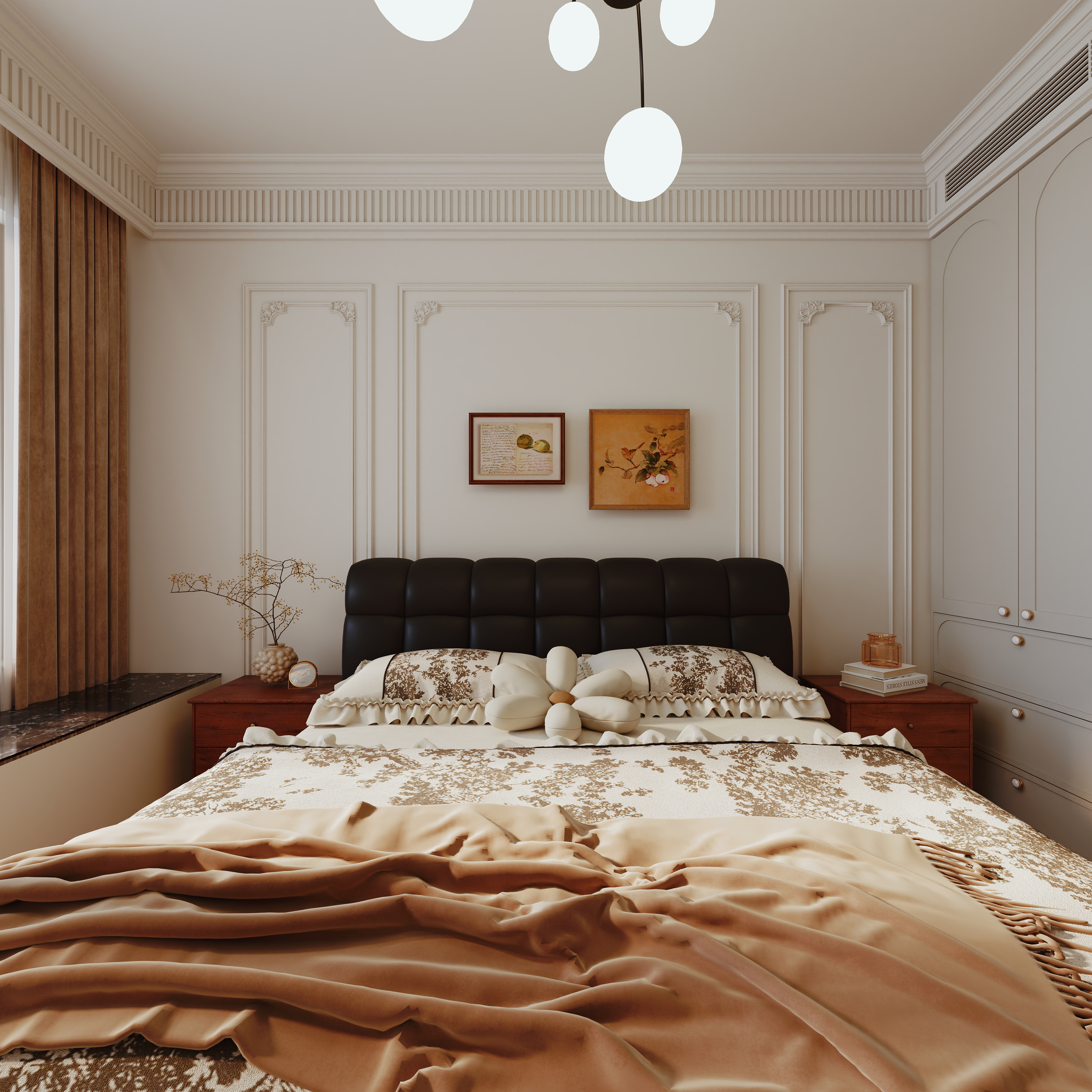 甍回大唐-法式奶油一层次卧装修效果图第3张