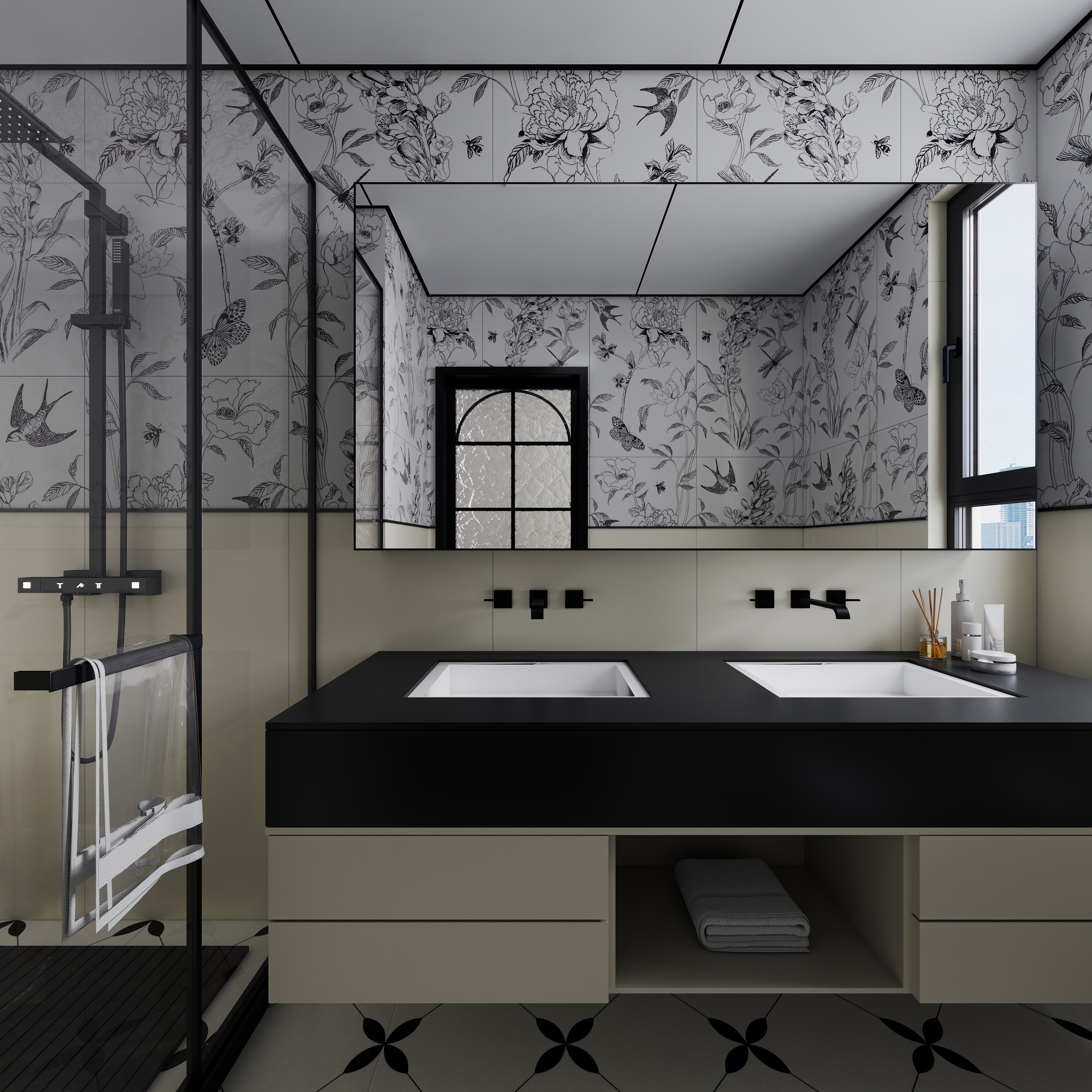 甍回大唐-法式奶油一层主卫装修效果图第3张