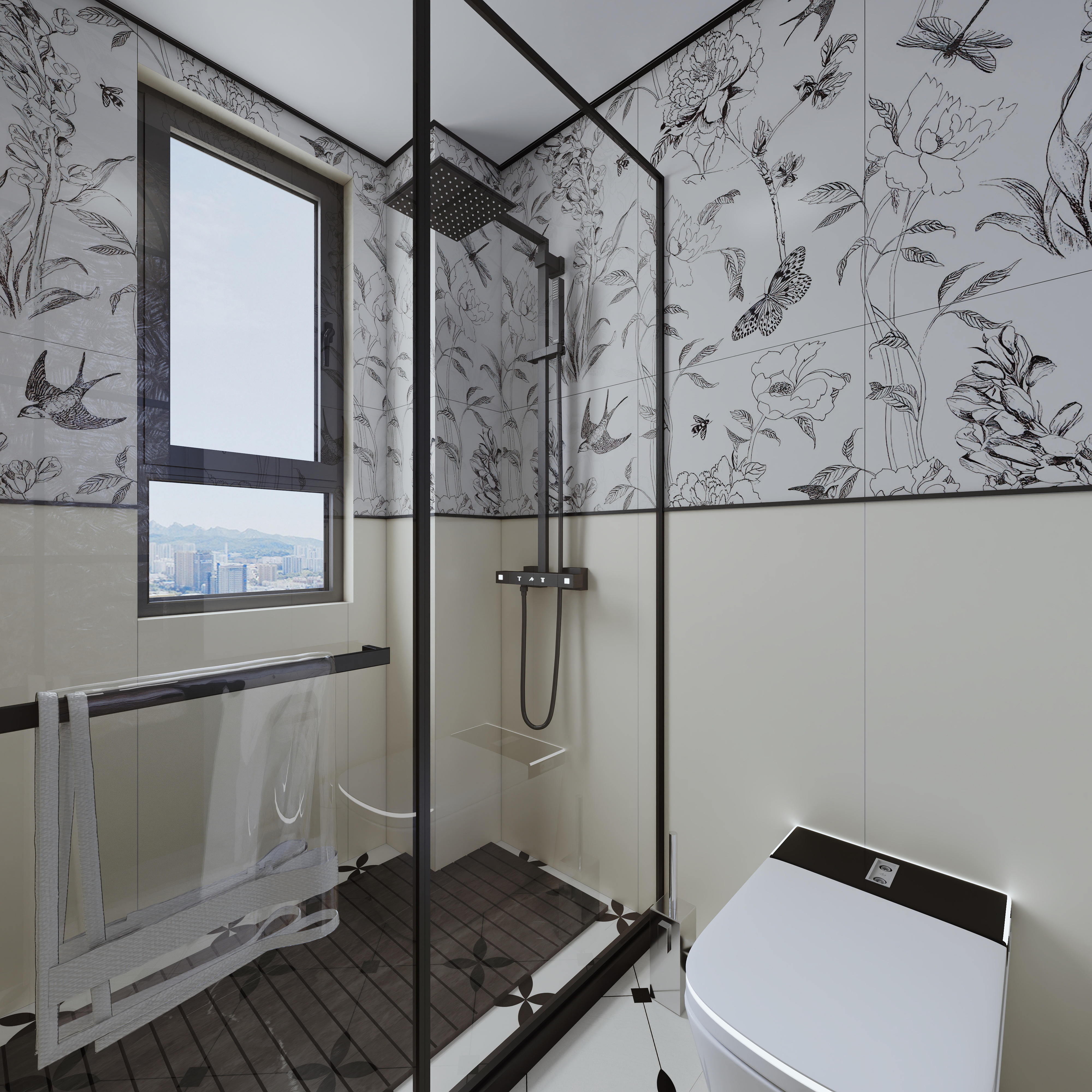 甍回大唐-法式奶油一层卫生间装修效果图第3张