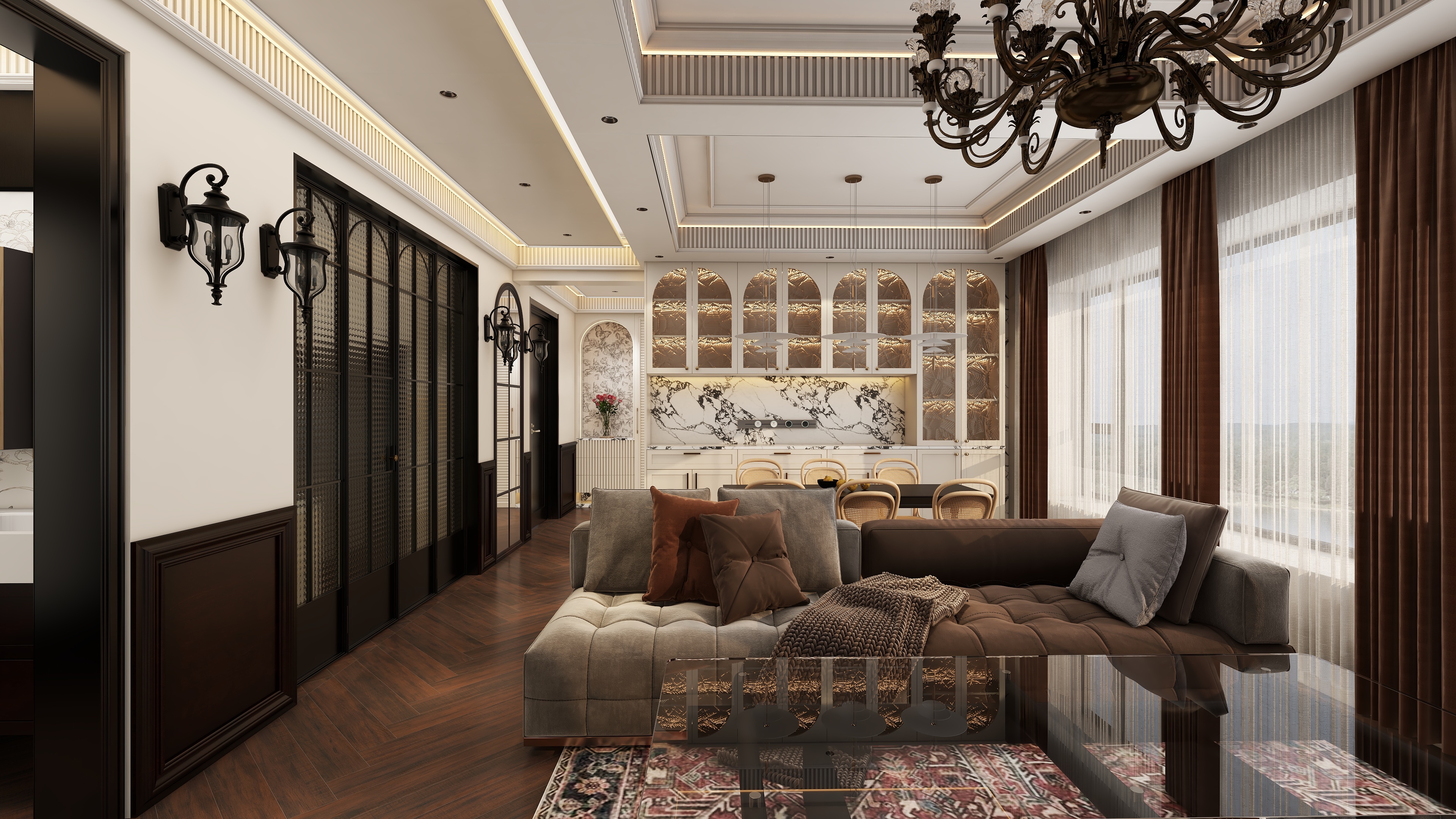 此效果图简单参考-翡丽雅境一层客厅装修效果图第1张