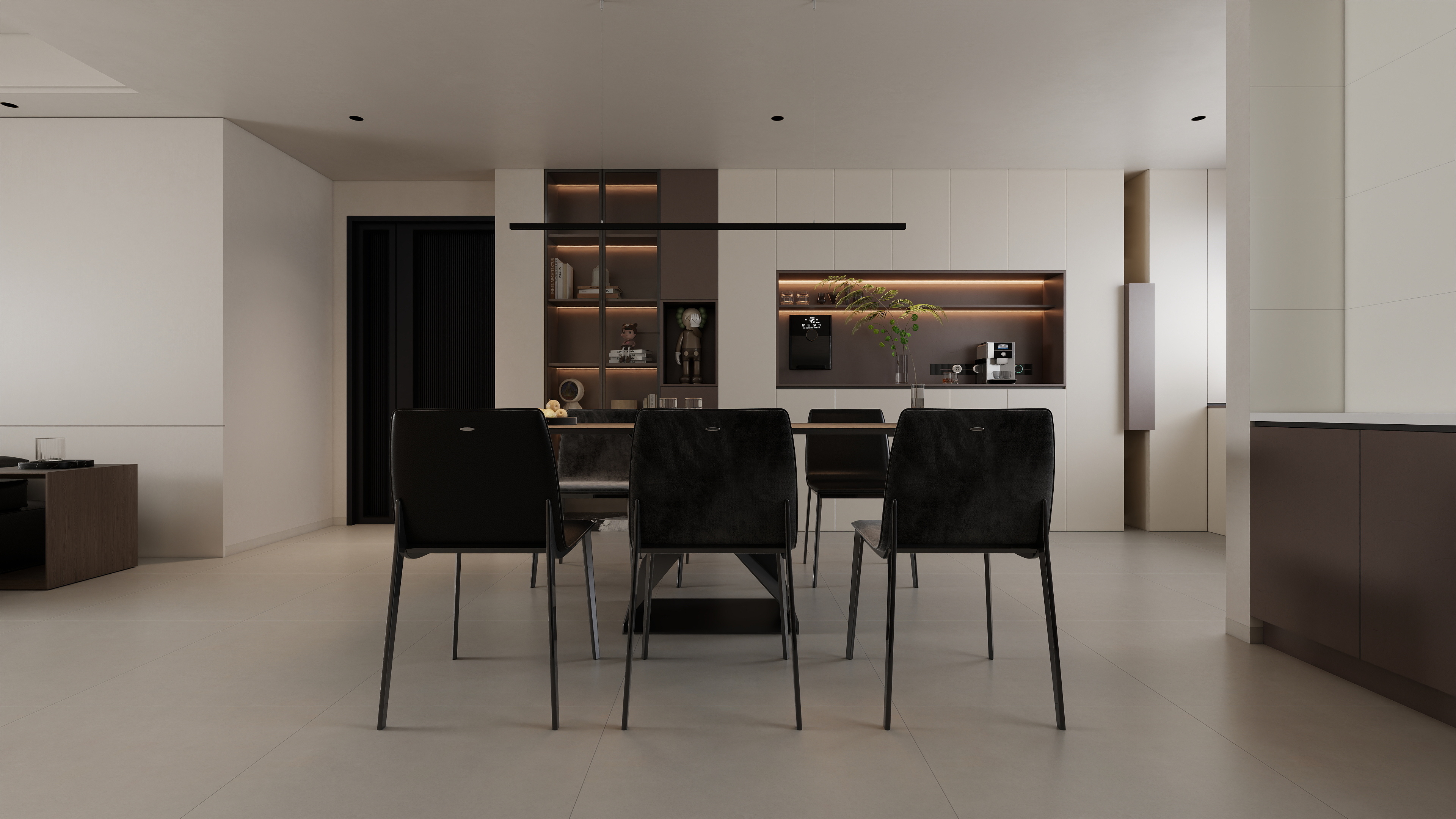 至简名设-文稳康-《澜山首府》102平黑白现代|二居室装修效果图