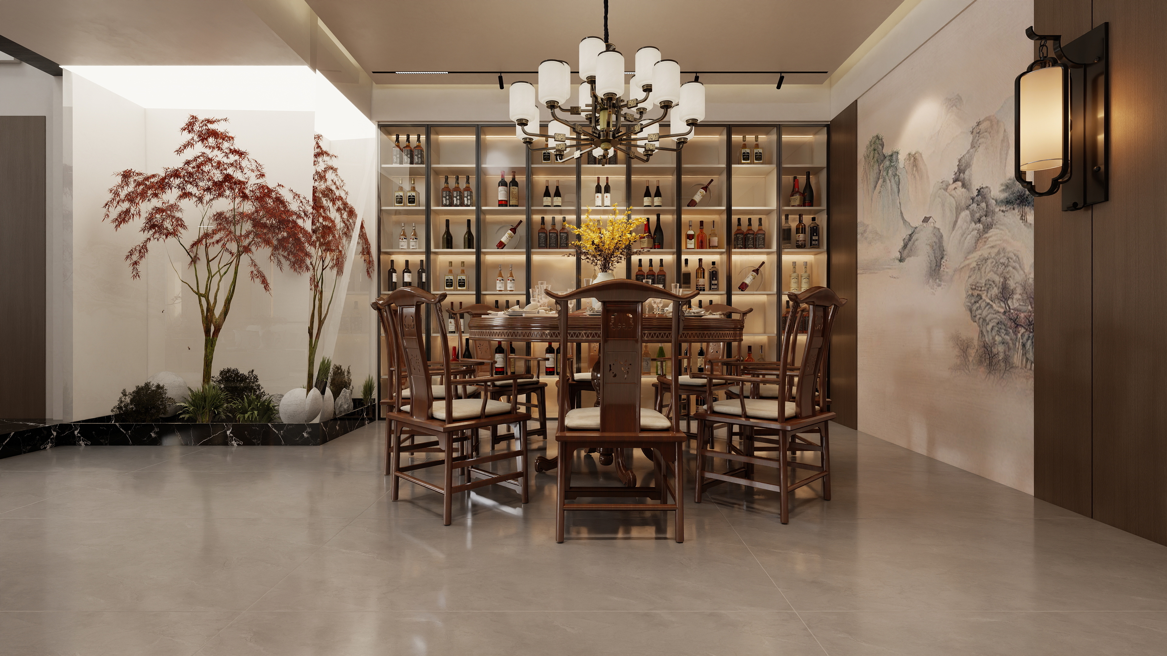 至简名设-文稳康-《乐平居》138平复式新中|客餐厅装修效果图