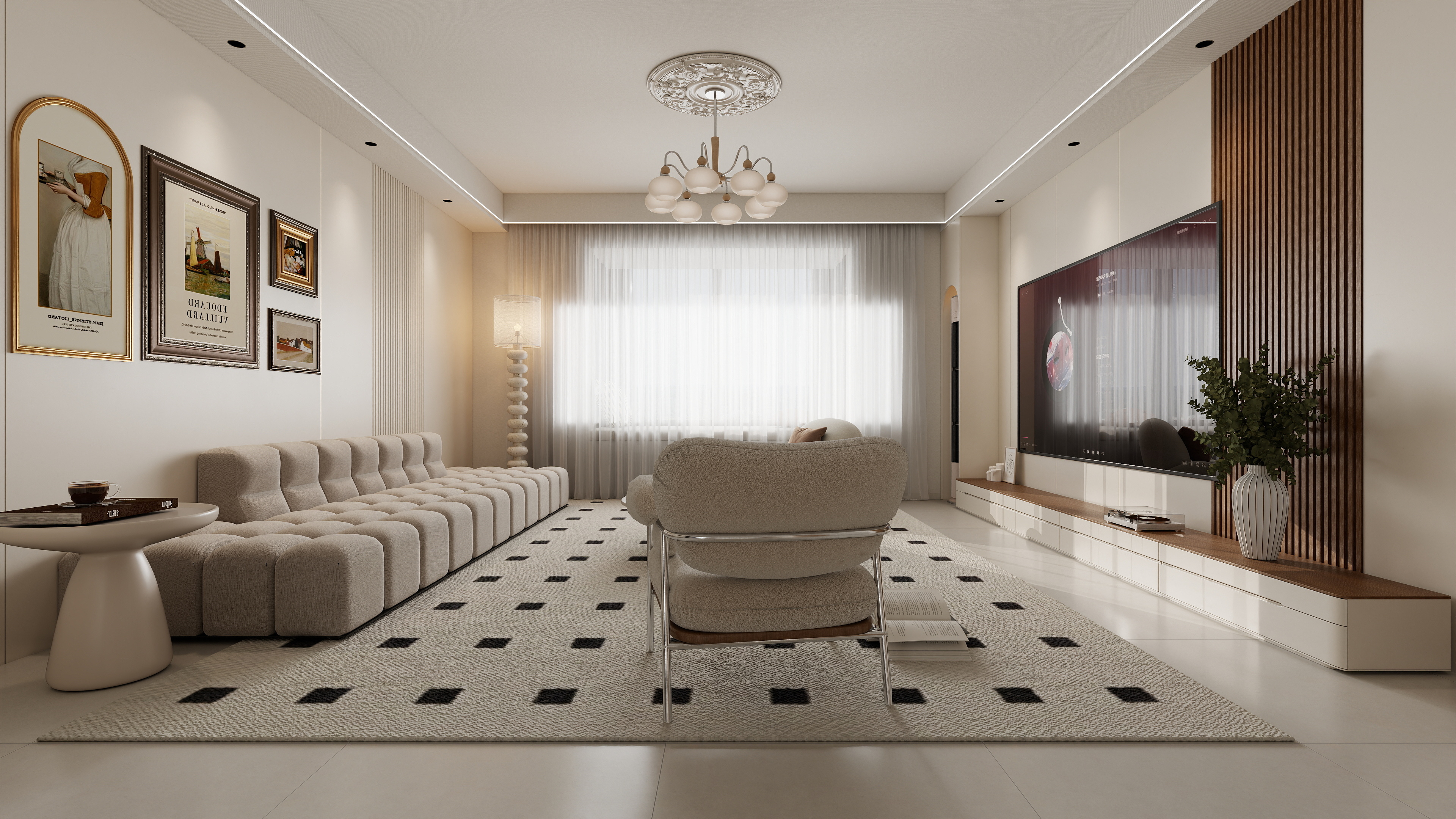 至简名设-文稳康-《祁曼花园》130平原木奶油|三居室装修效果图