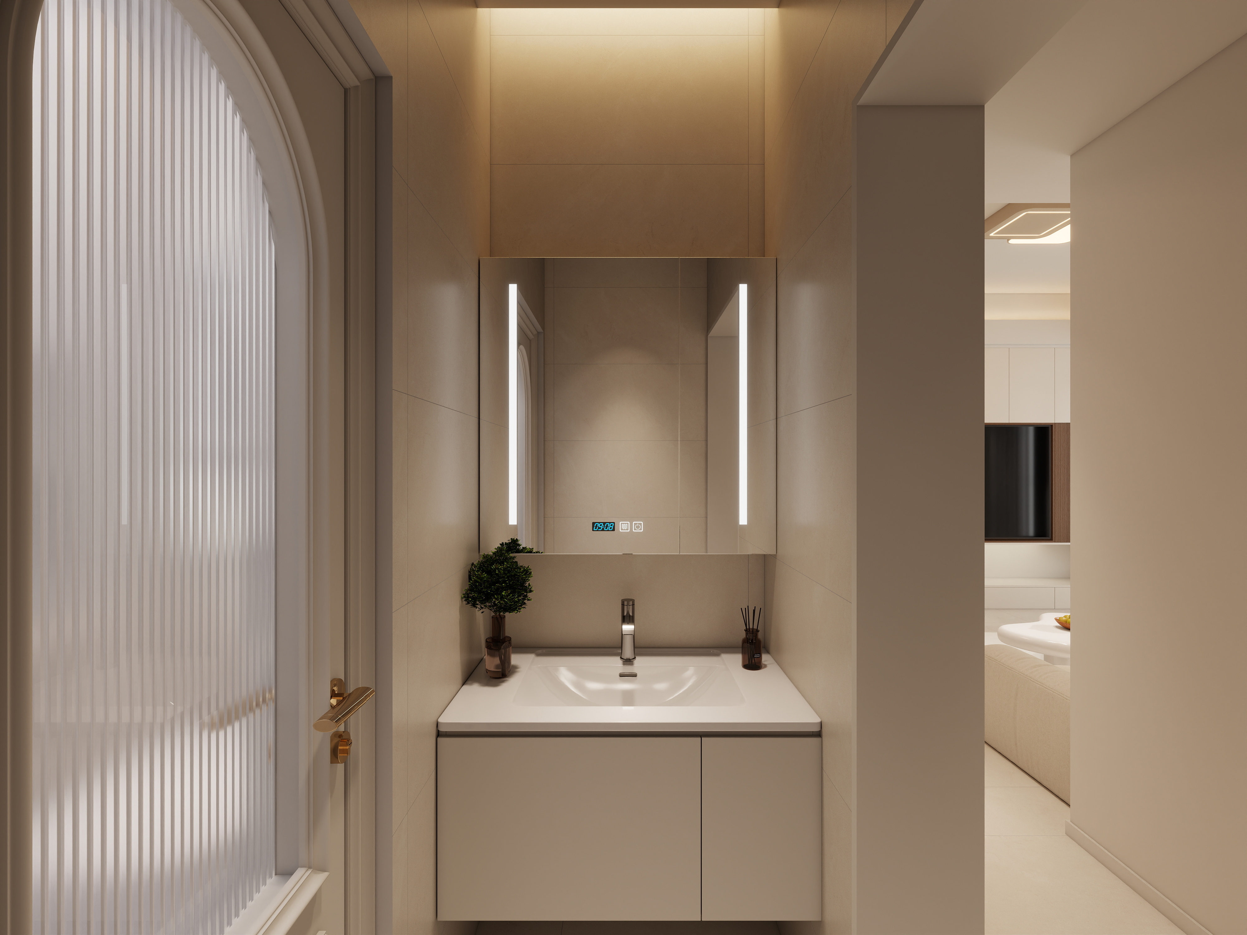 艺雅丽-97平现代简约 一层次卫干区装修效果图第1张