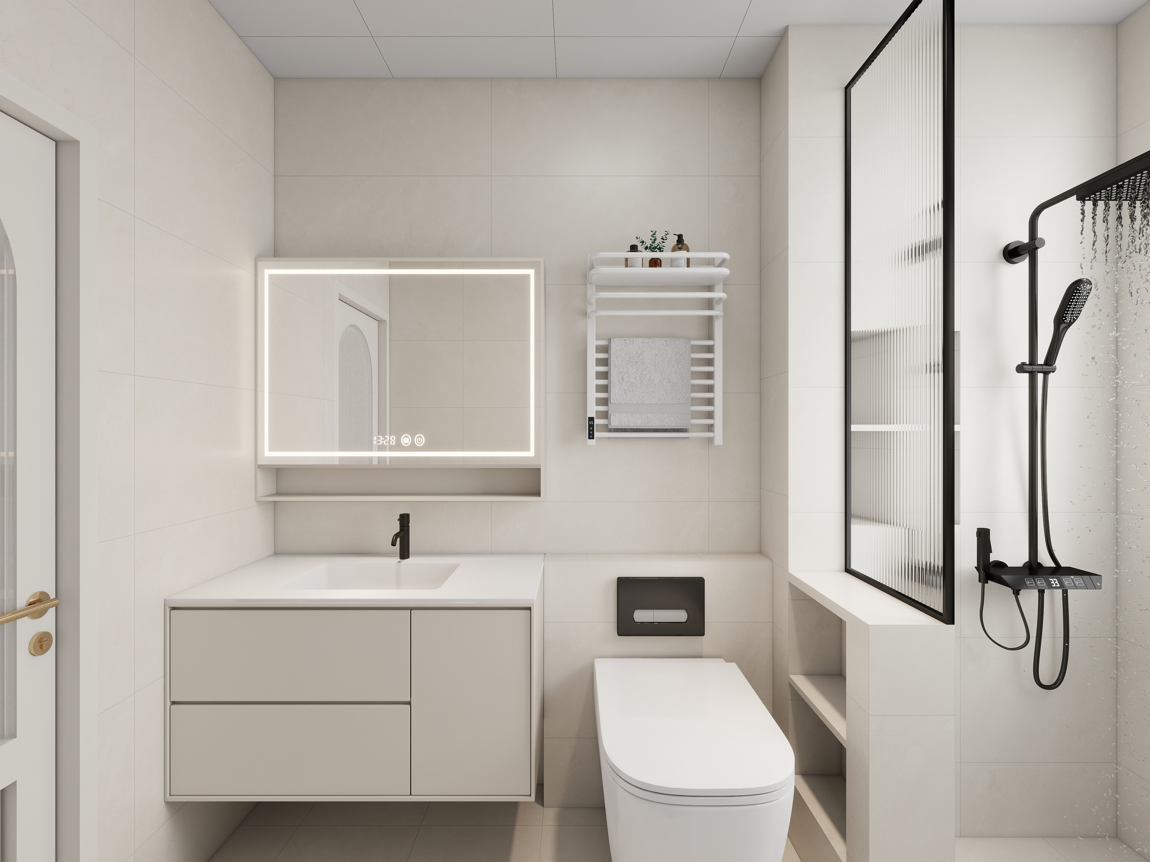 艺雅丽-97平现代简约 一层主卫装修效果图第1张