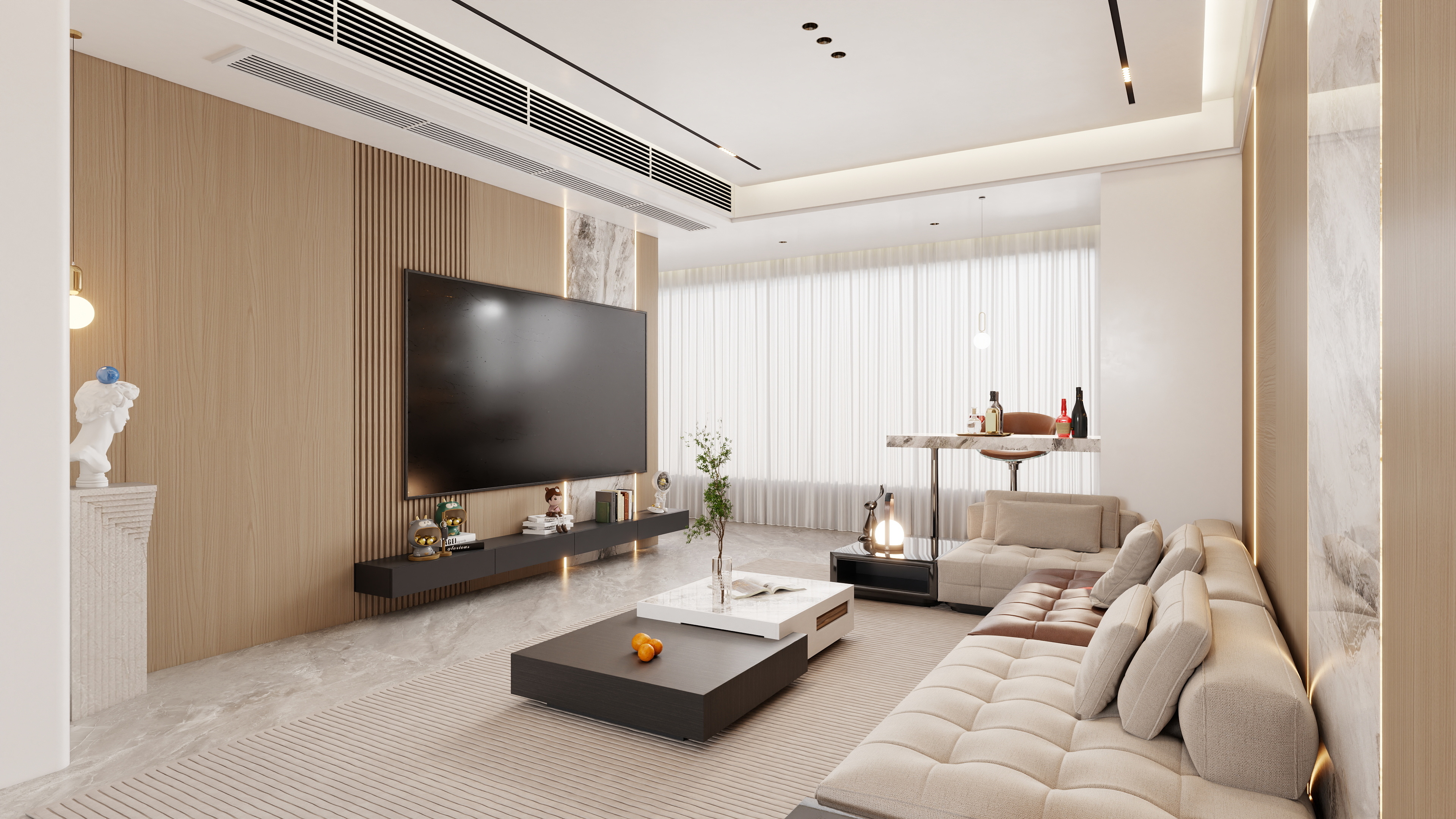 星空设计500一套-现代简约132㎡3室装修效果图