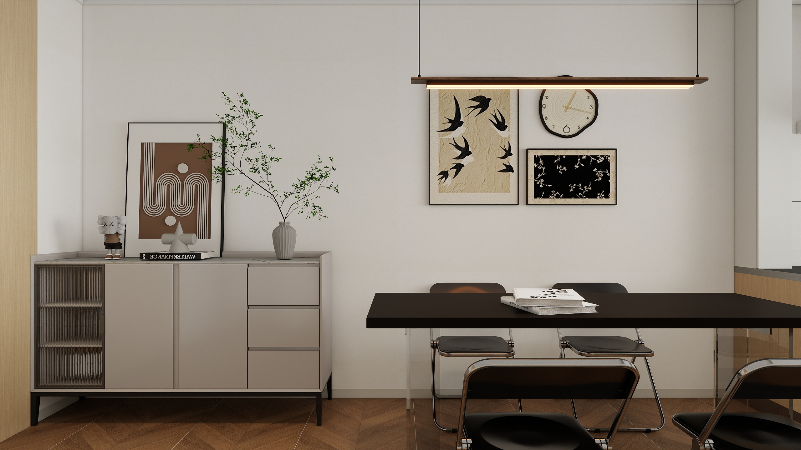 李青越-137方现代风格三居室装修效果图