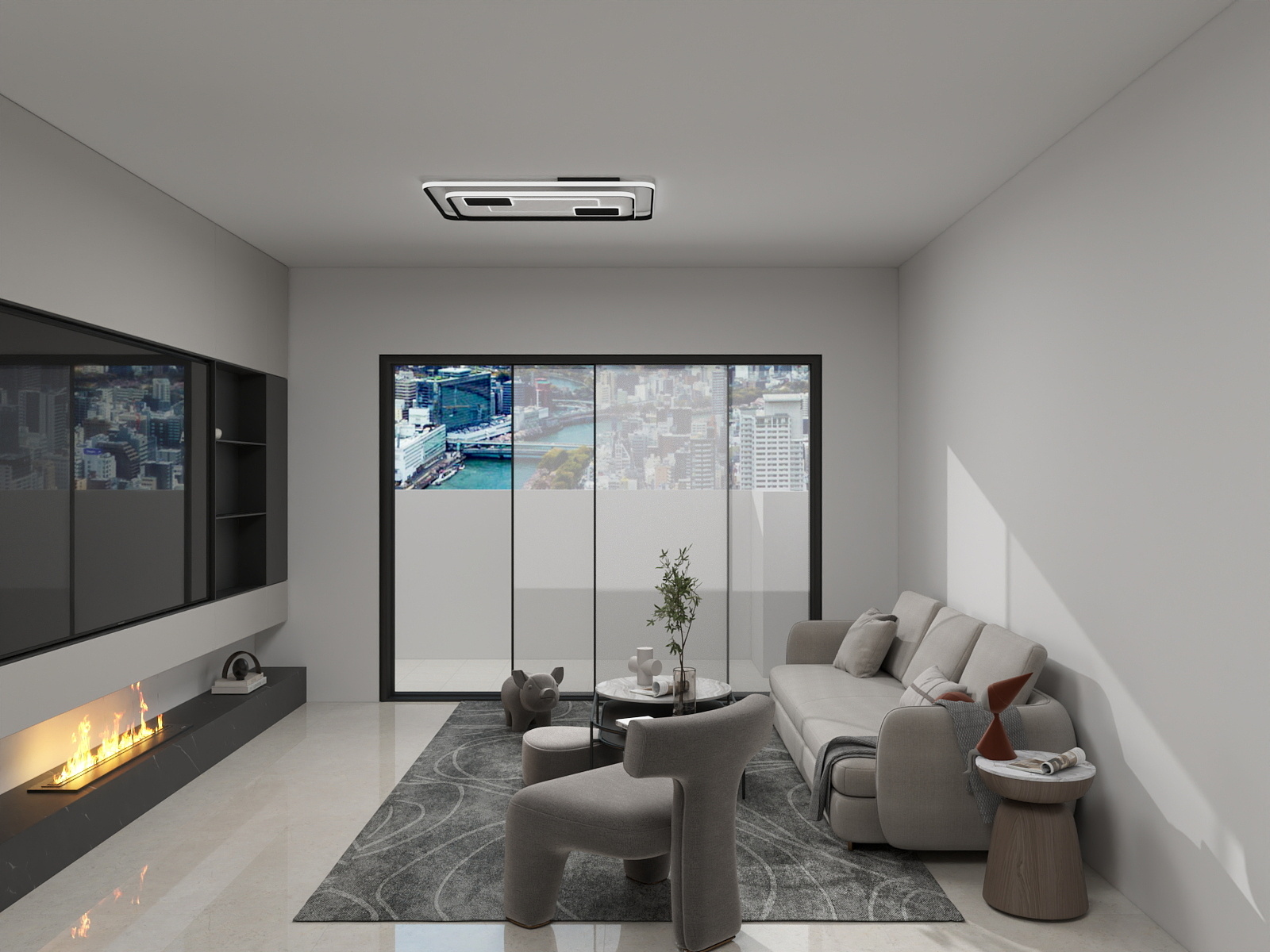 李青越-现代风格82方两居室装修效果图