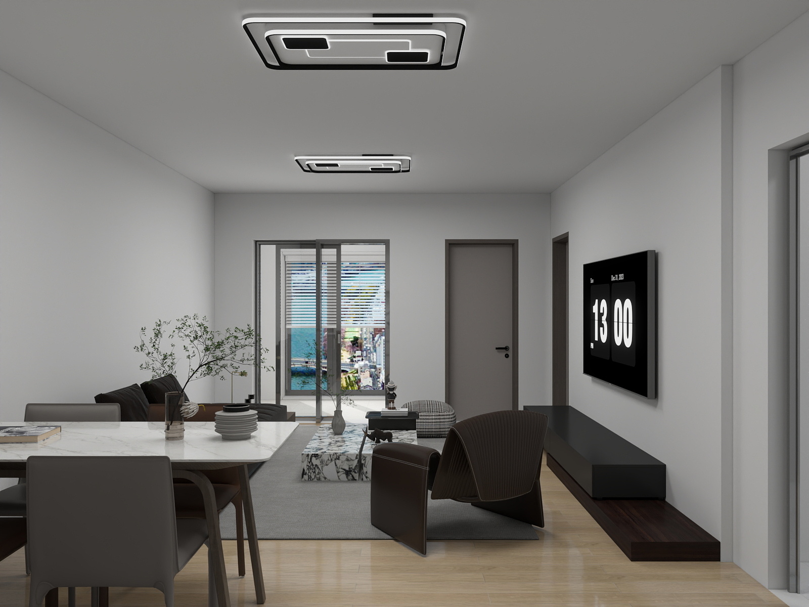 李青越-现代风格95方两居室装修效果图