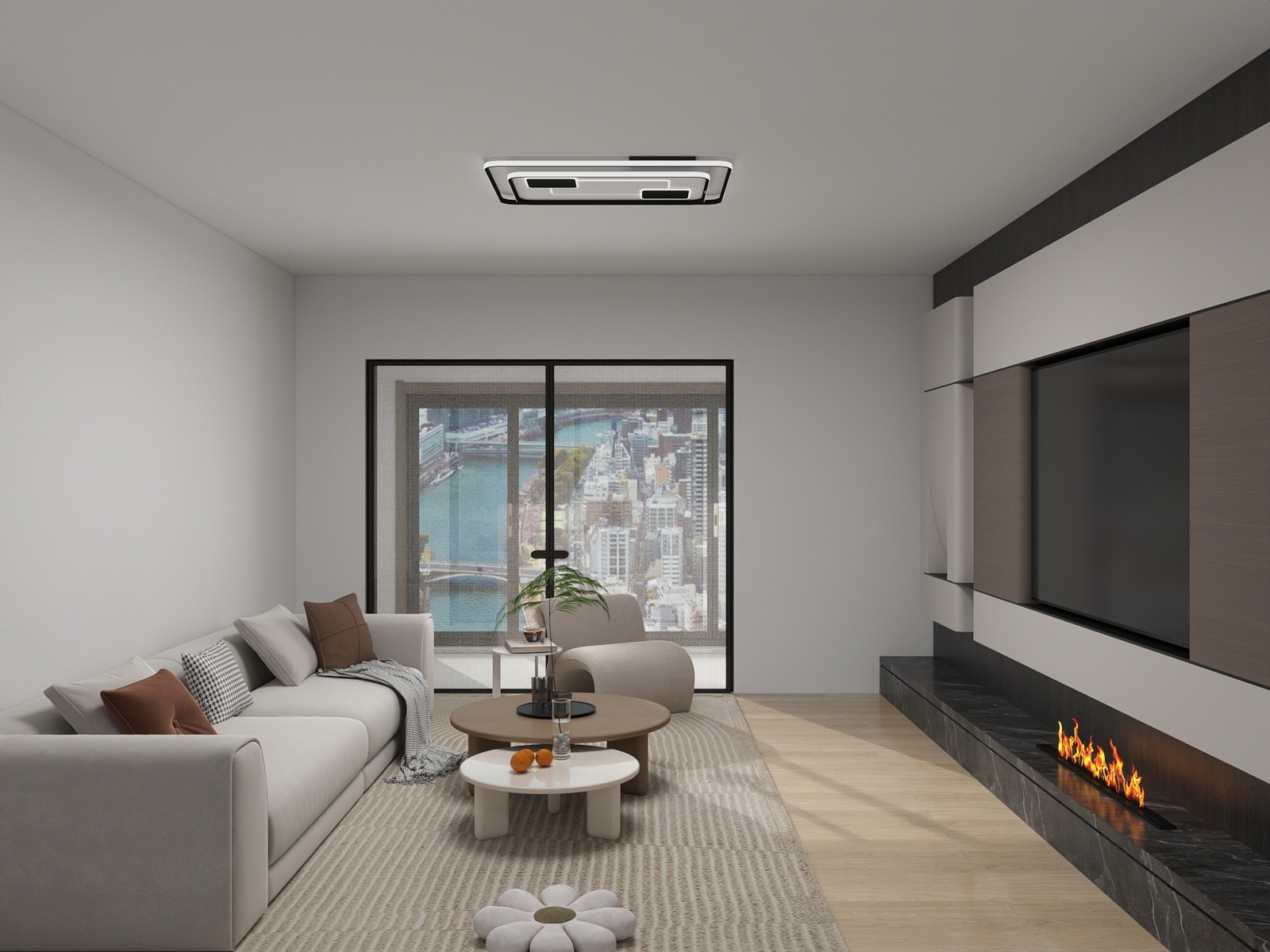 李青越-现代风格102方两居室装修效果图