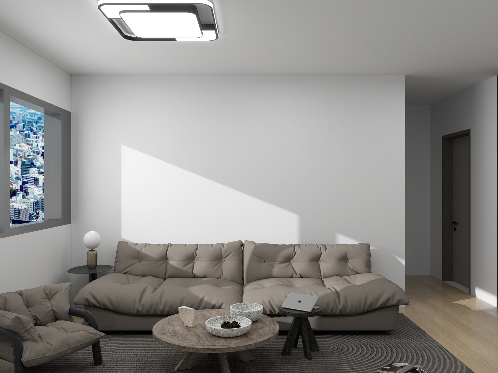 李青越-现代风格88方两居室装修效果图