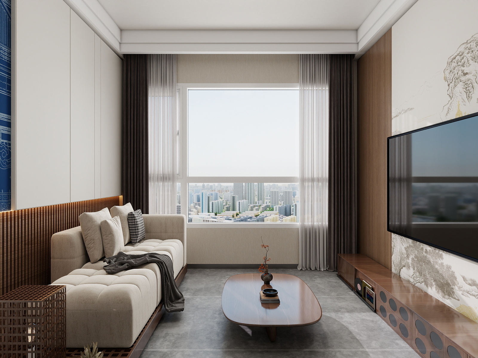 500一套_韩昊霖-新中式2室1厅装修效果图