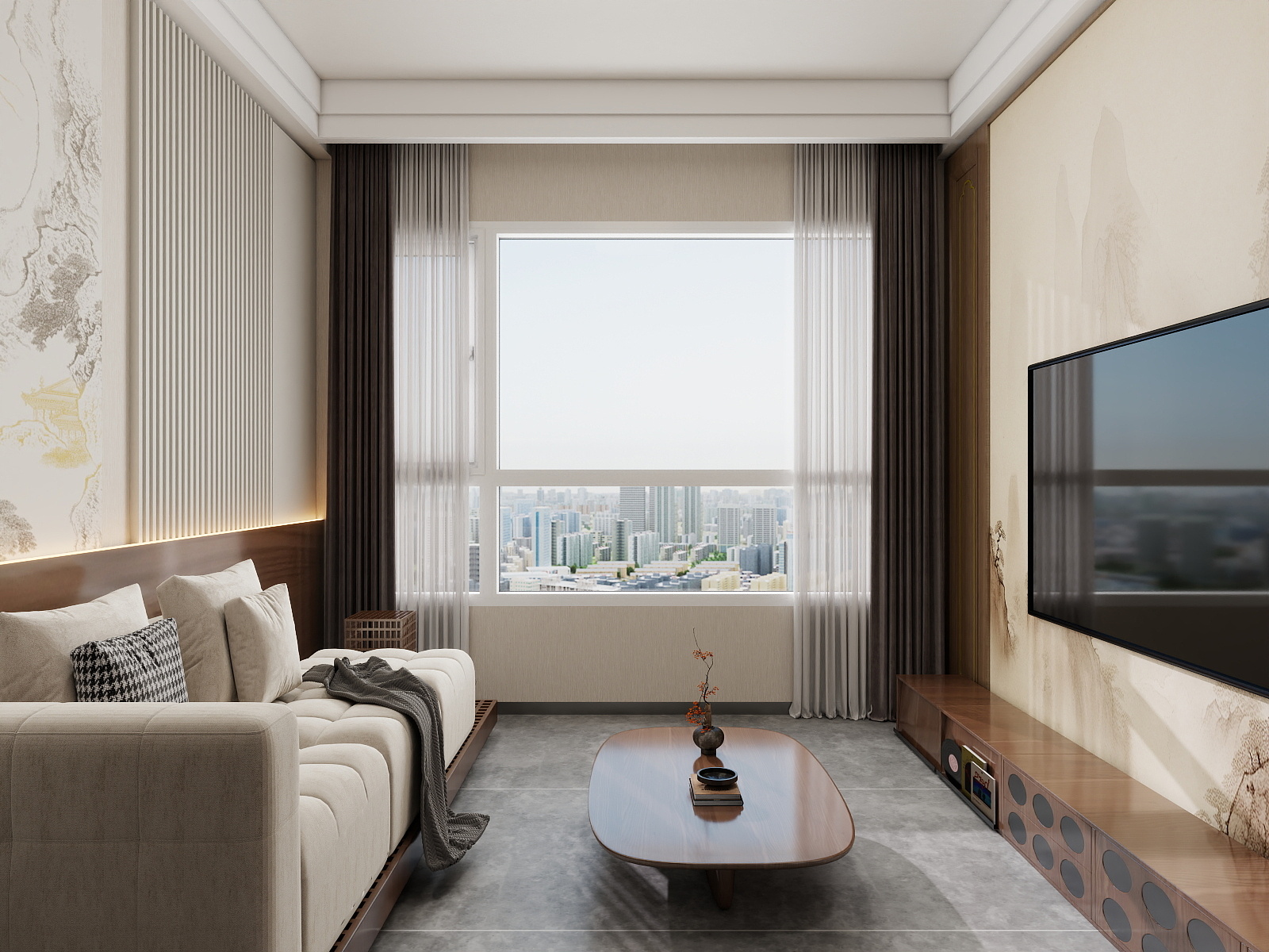 500一套_韩昊霖-新中式2室1厅装修效果图