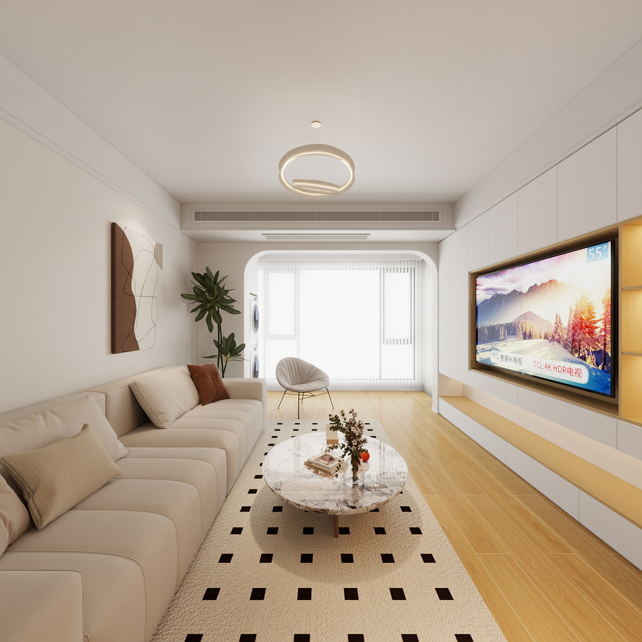 设计师千可-奶油原木风-金石蓉园小区装修效果图